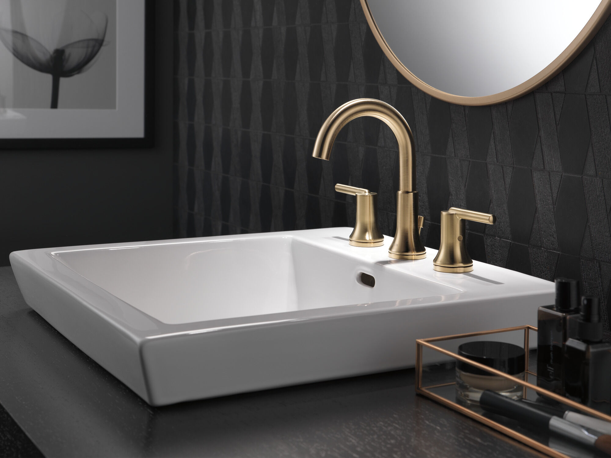 Two Handle Widespread Bathroom Faucet in Champagne Bronze 3559