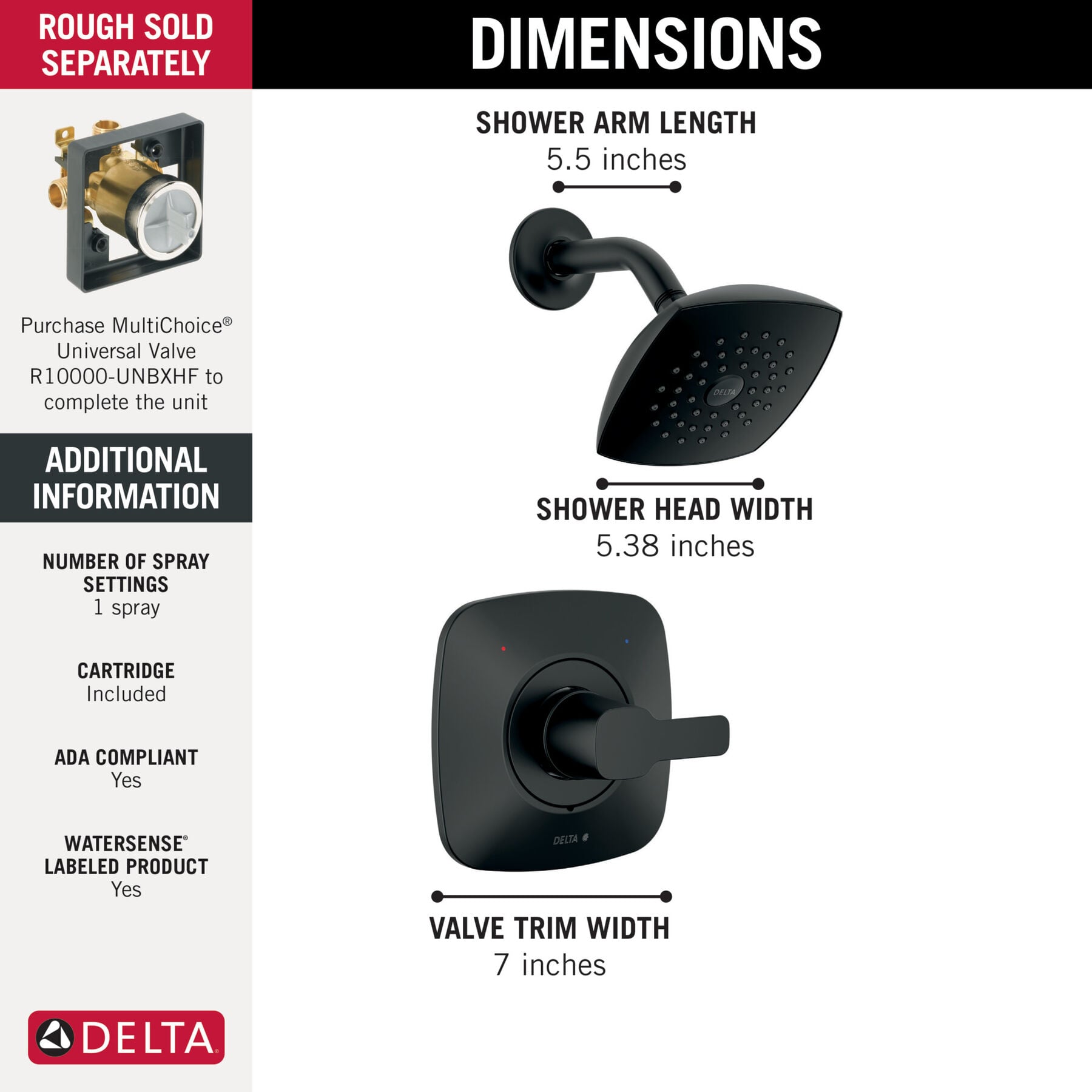 Single-Hole Lavatory Faucet with Shower Trim Bundle - 14 Series