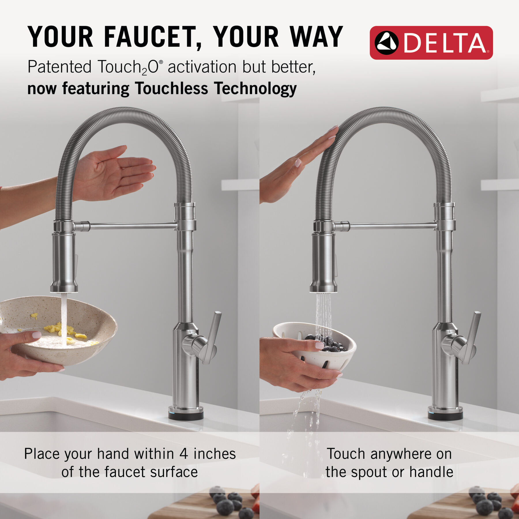 Touch2O&reg; Technology Kitchen Faucet with Touchless Technology