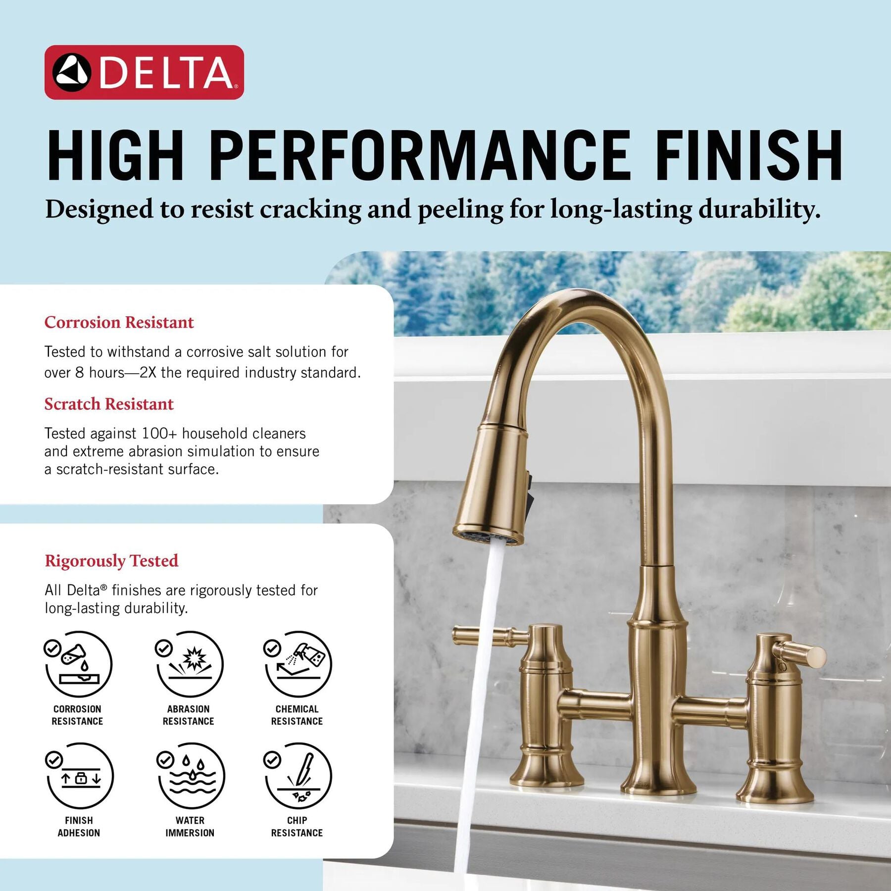 Two Handle Pull-Down Bridge Kitchen Faucet