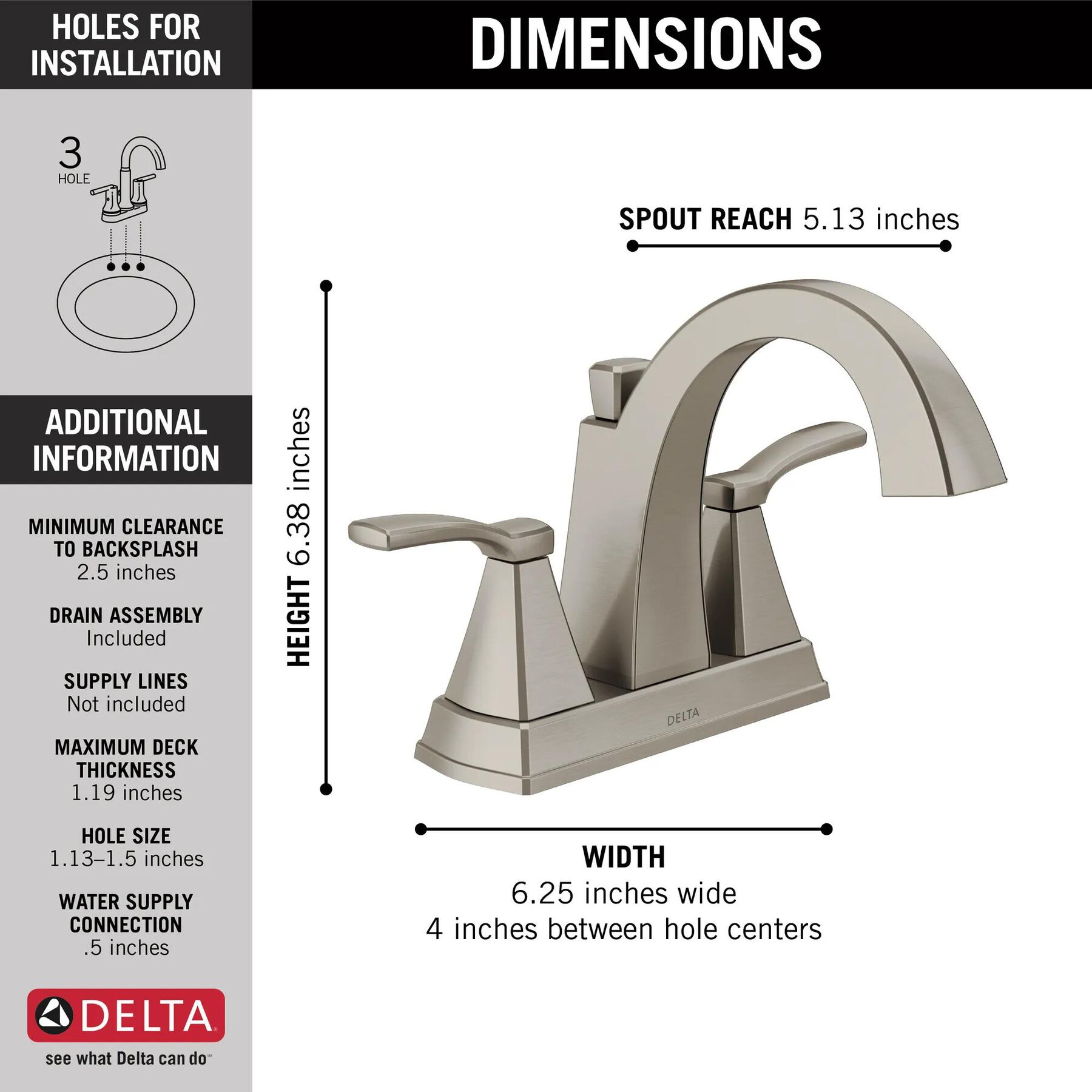 Two Handle Centerset Bathroom Faucet (Recertified)