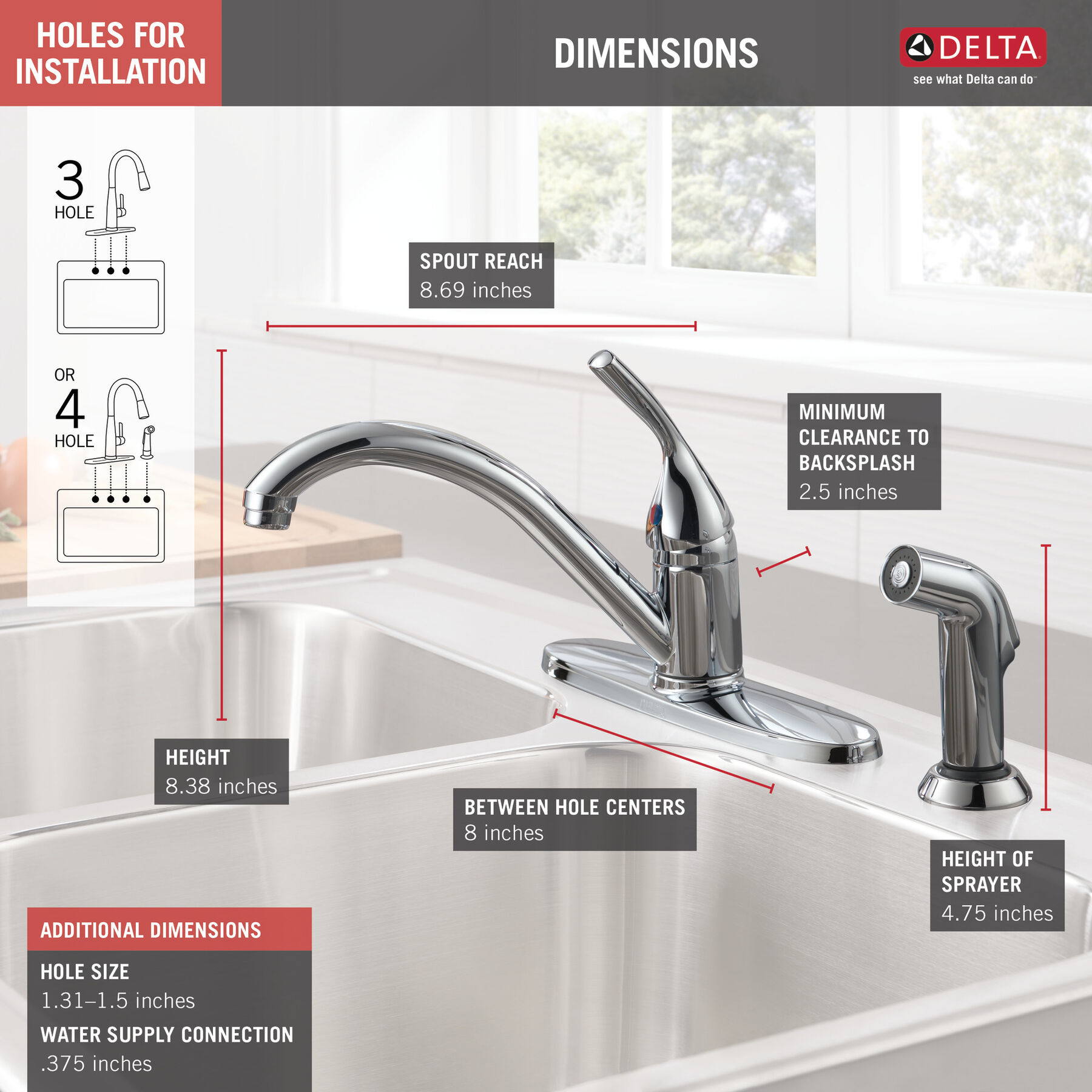 Single Handle Kitchen Faucet with Spray