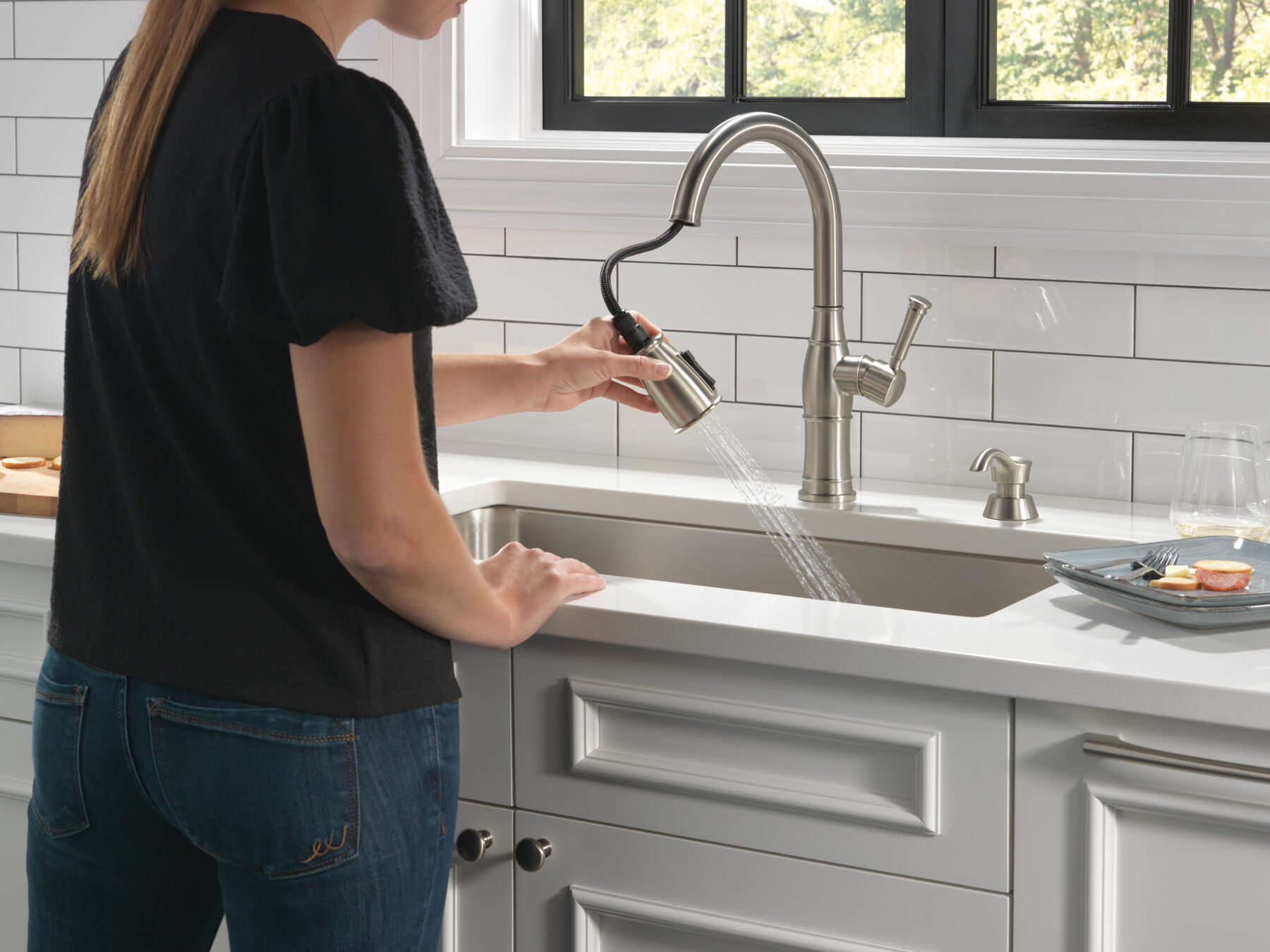 Single Handle Pull-Down Kitchen Faucet with Soap Dispenser and ShieldSpray&reg; Technology (Recertified)