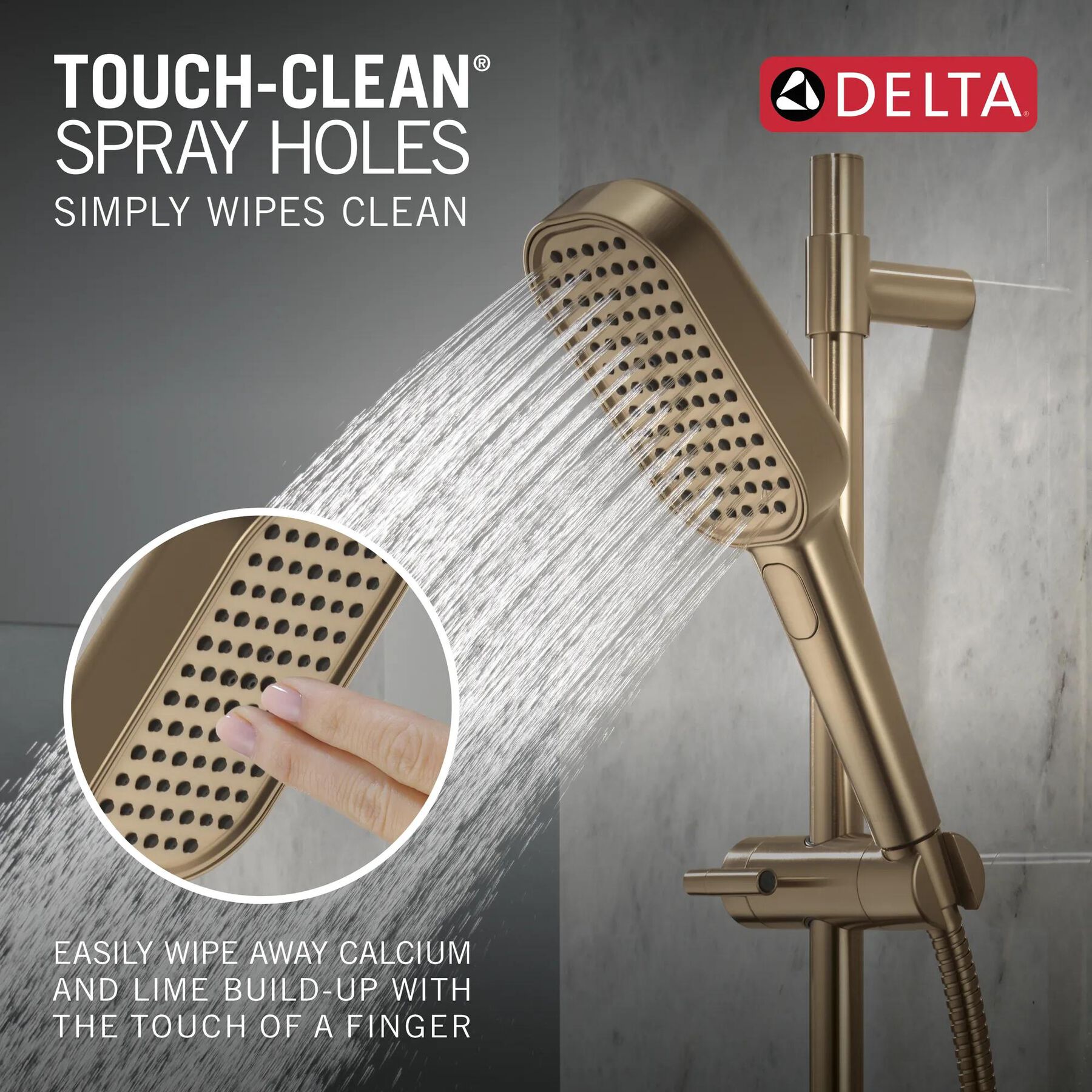 4-Setting Hand Shower with Slide Bar featuring FeatherRain&trade; Spray