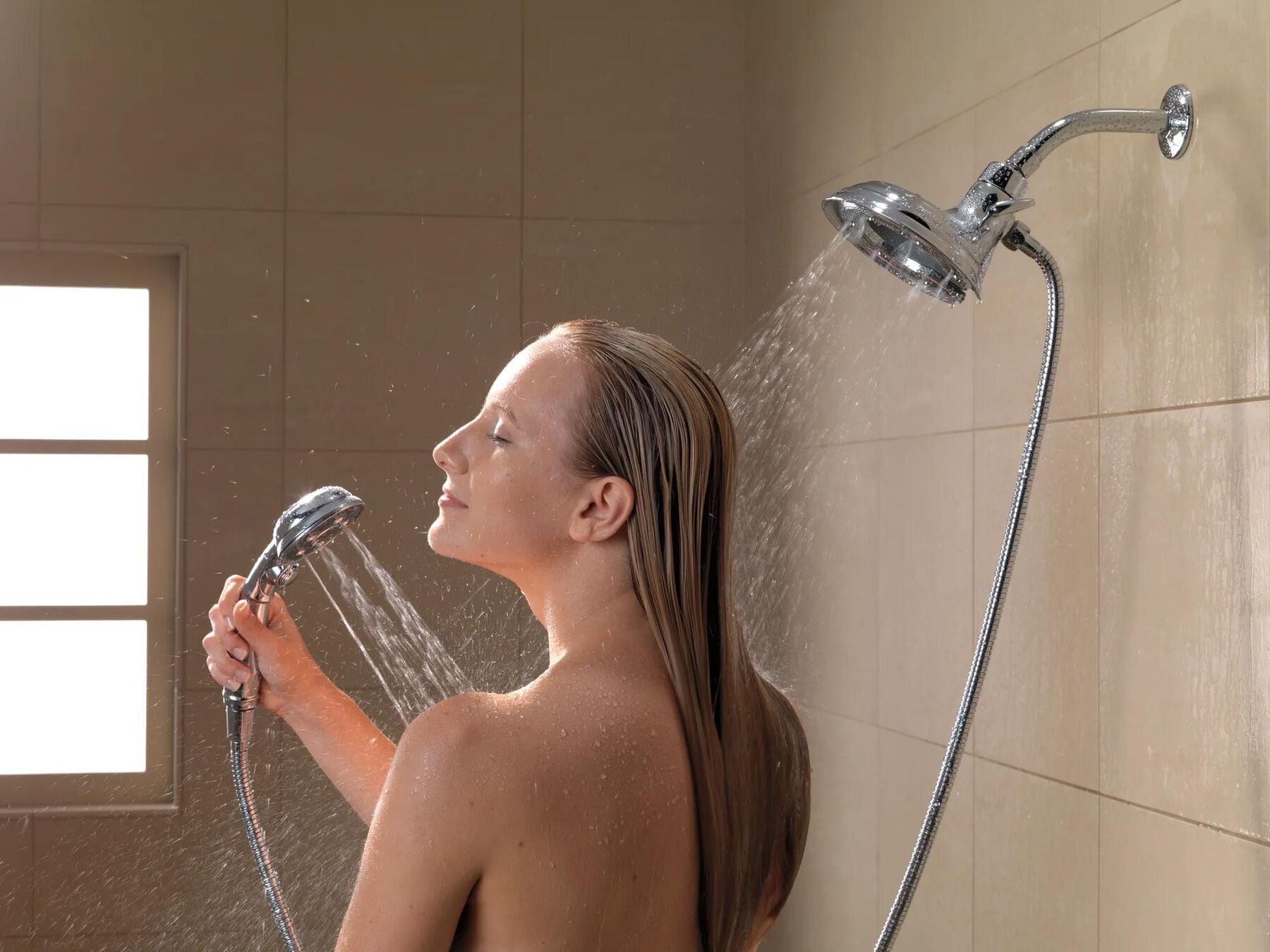 H<sub>2</sub>Okinetic&reg; In2ition&reg; 4-Setting Two-in-One Shower
