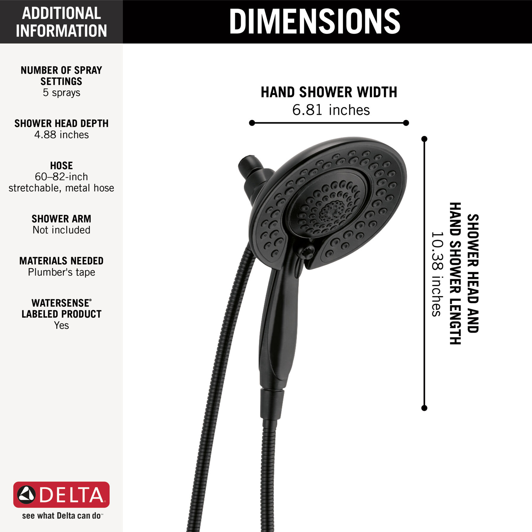 In2ition&reg; 5-Setting Two-in-One Shower (Recertified)