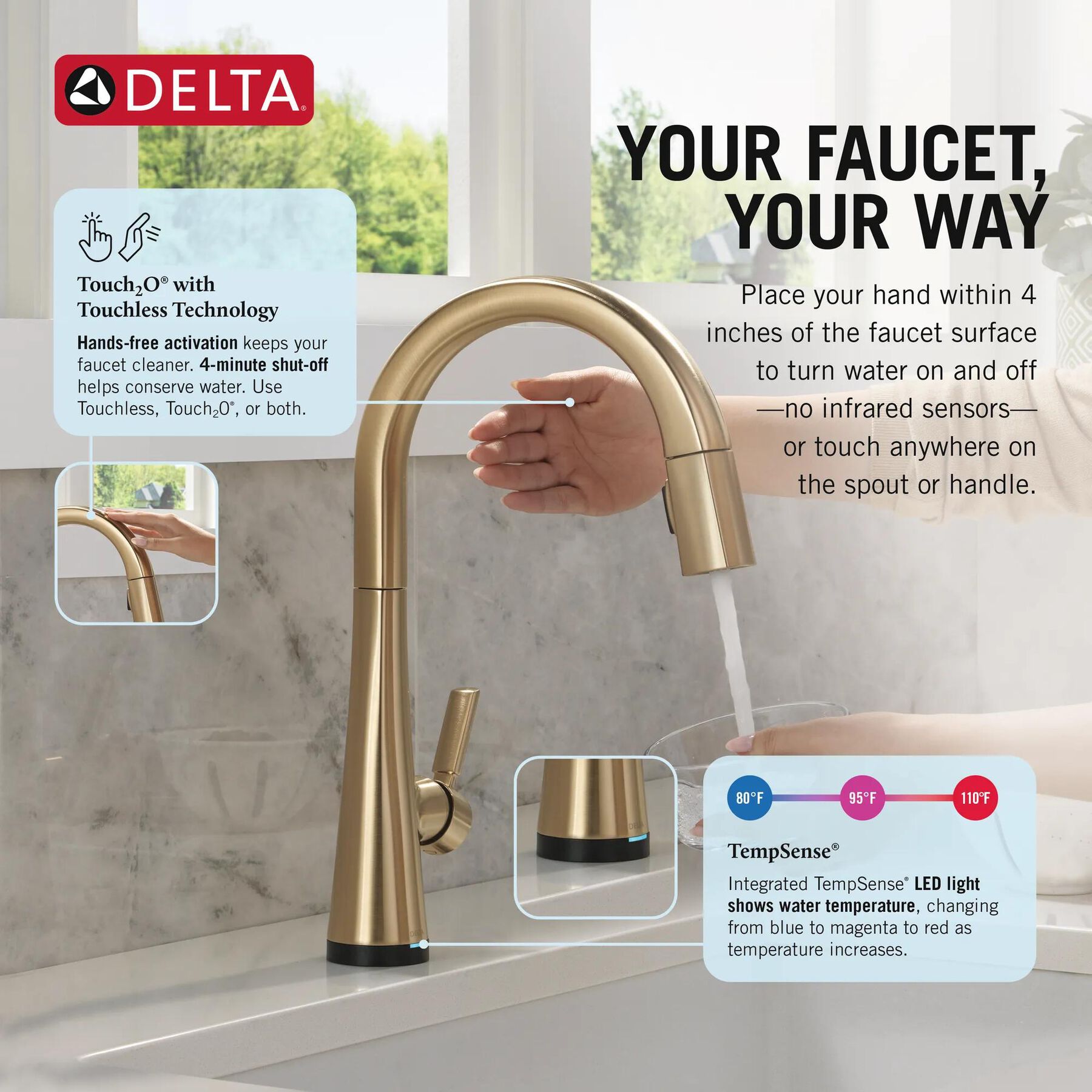 Touch<sub>2</sub>O&reg; Technology Kitchen Faucet with Touchless Technology