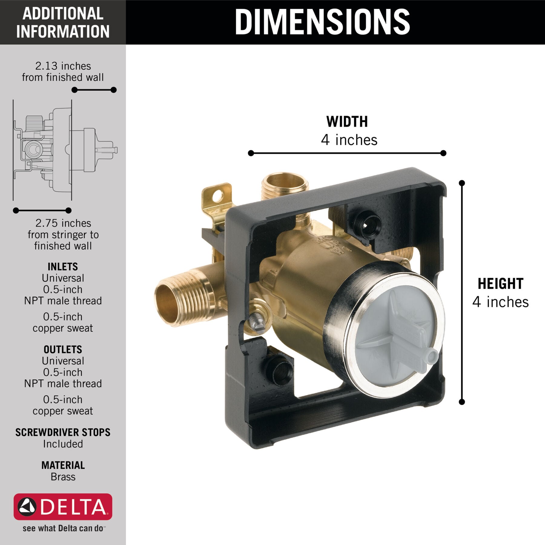 MultiChoice&reg; Universal High-Flow Shower Rough - Universal Inlets / Outlets (Recertified)