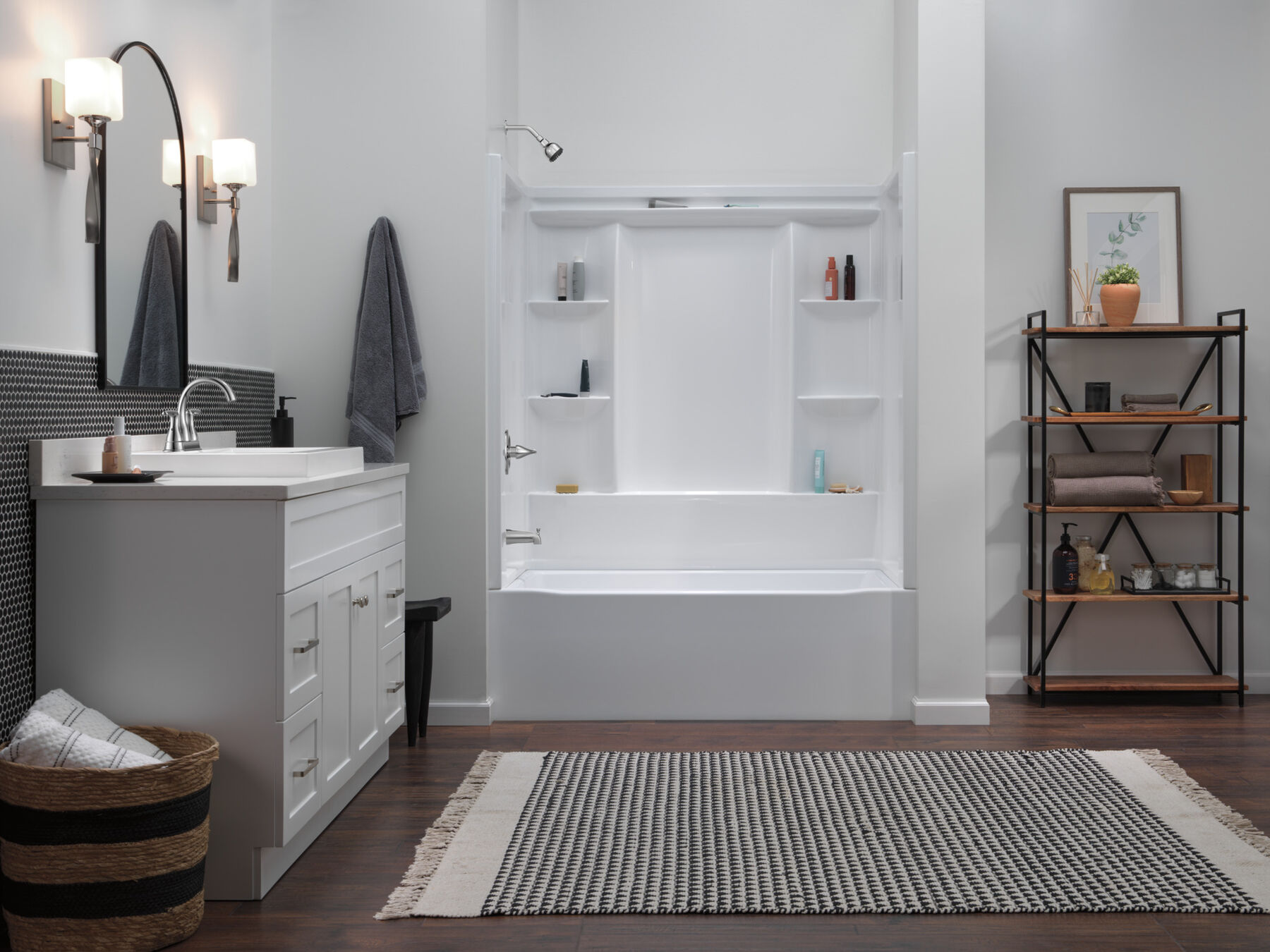 60x32 Alcove Bathtub Bundle with Trim, Drain and Overflow - Left Drain