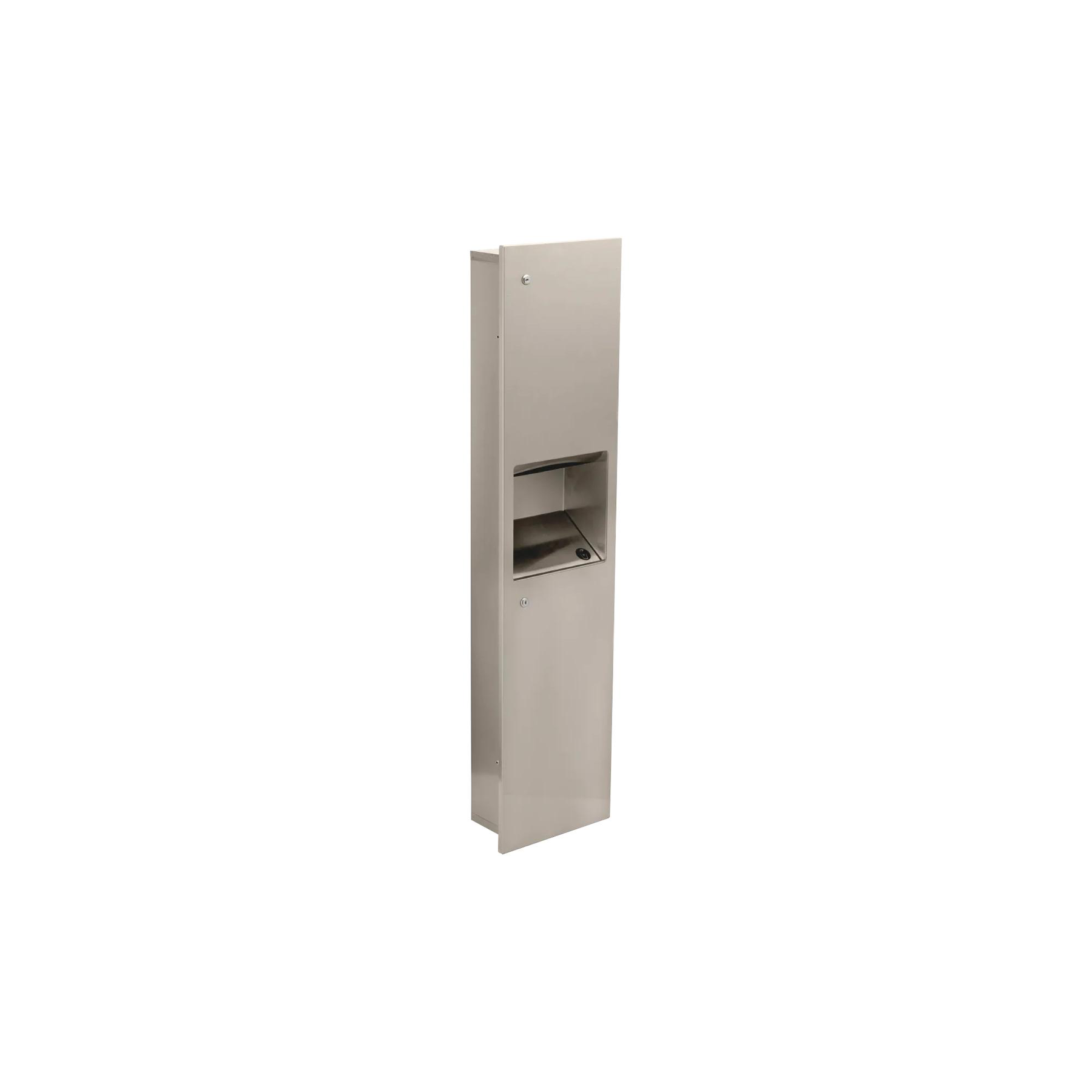 Large Stainless Steel Recessed Towel Dispenser and Waste Receptacle
