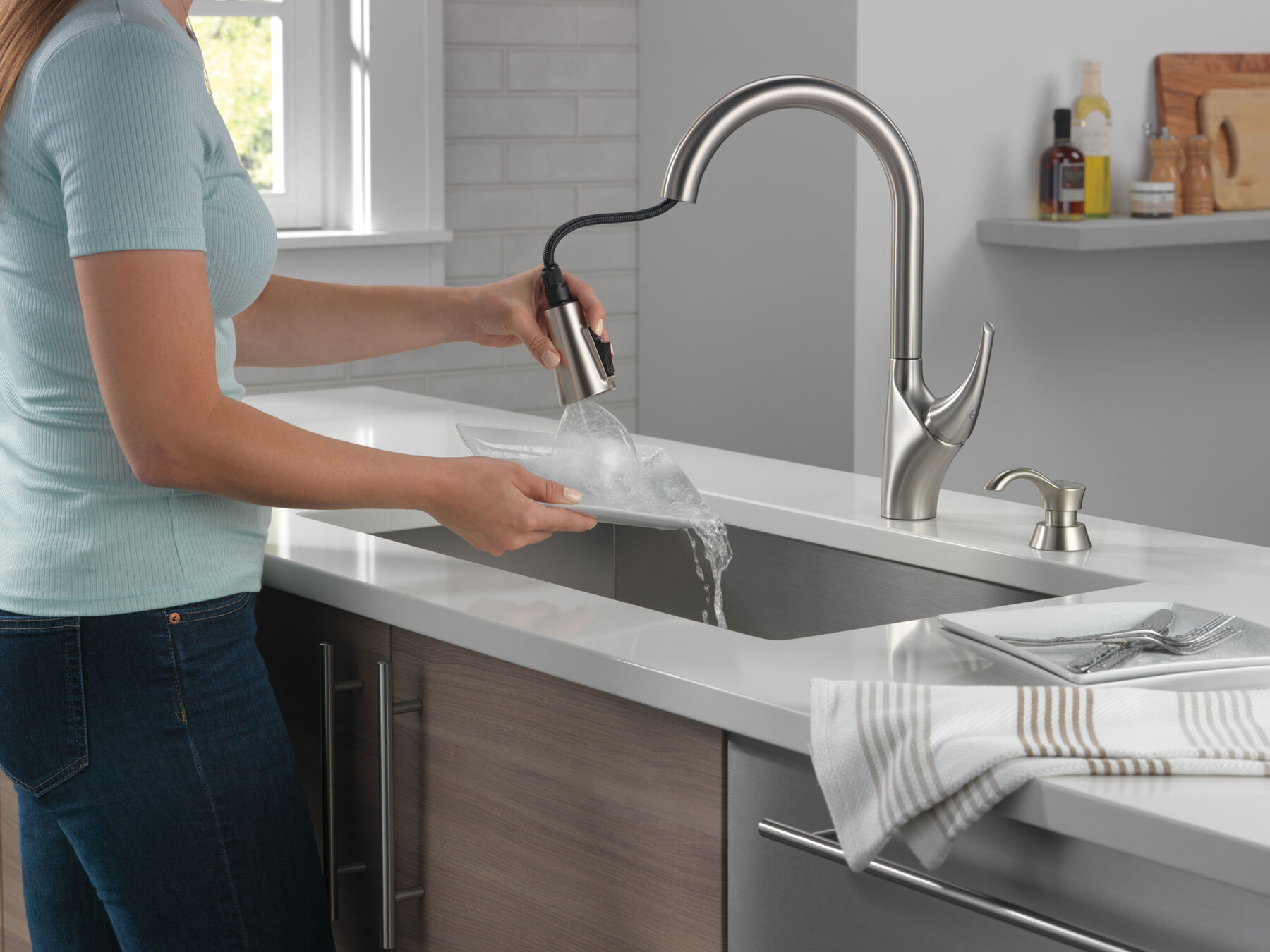 Pull-Down Kitchen Faucet w/Soap (Recertified)