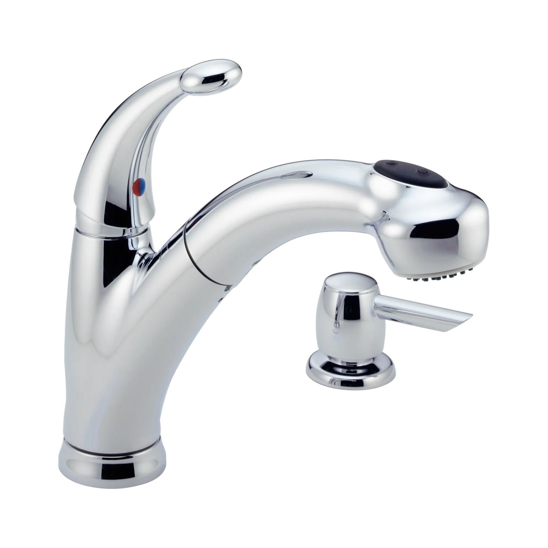 Single Handle Pull-Out Kitchen Faucet with Soap Dispenser