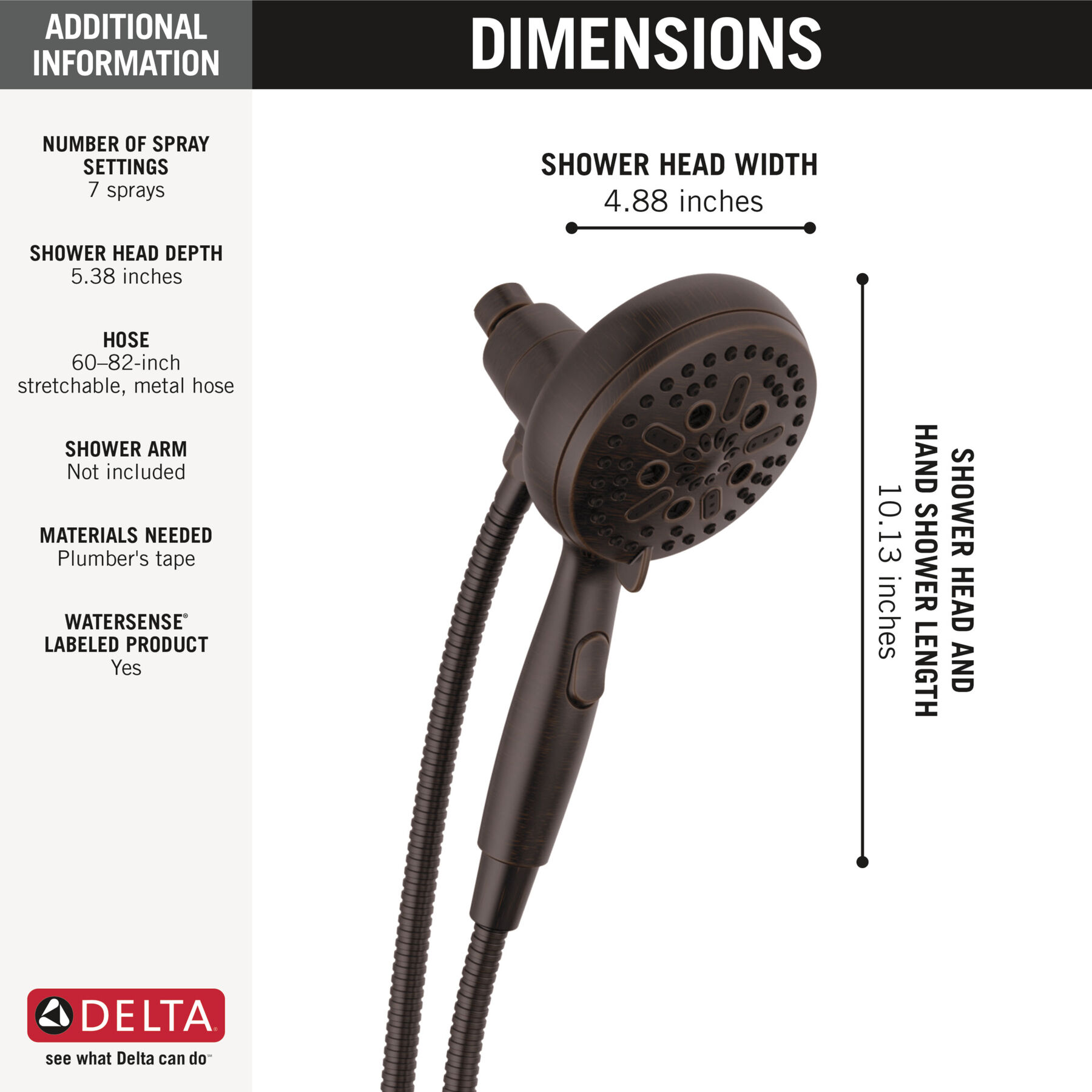 7-Setting SureDock&reg; Magnetic Hand Shower