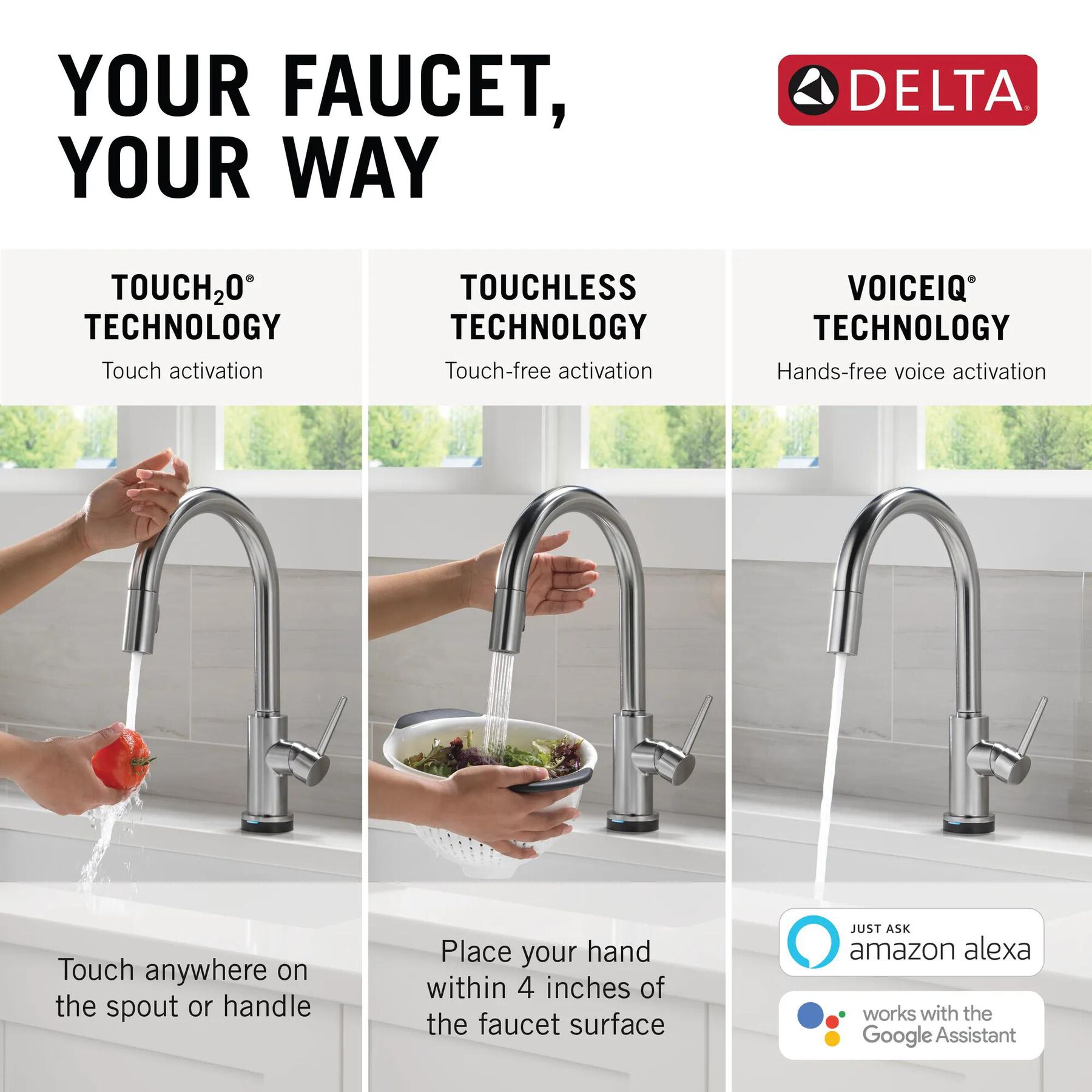 VoiceIQ&reg; Kitchen Faucet with Touch<sub>2</sub>O&reg; Technology with Touchless Technology (Recertified)