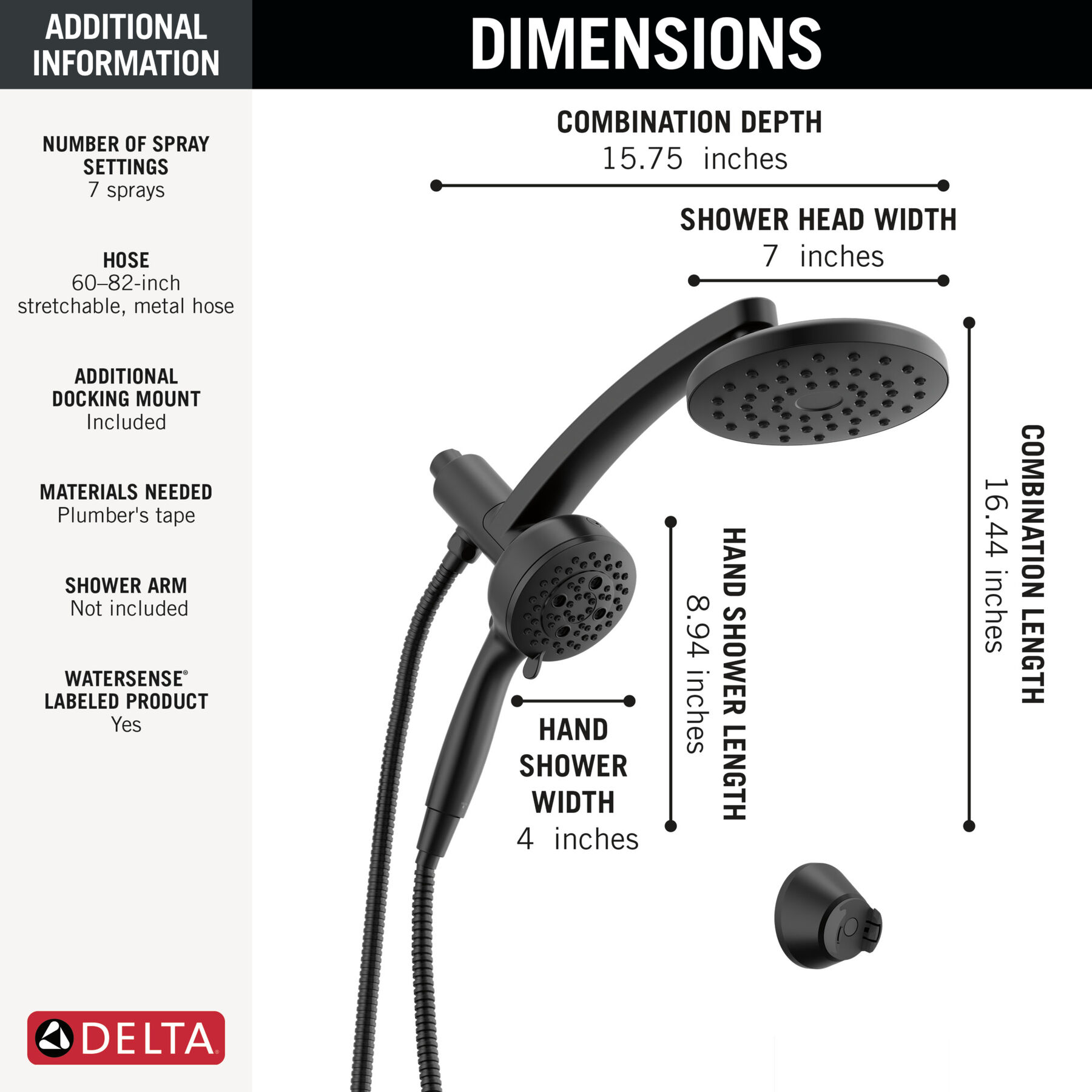 PivotPro&trade; 3-in-1 Combination Shower
