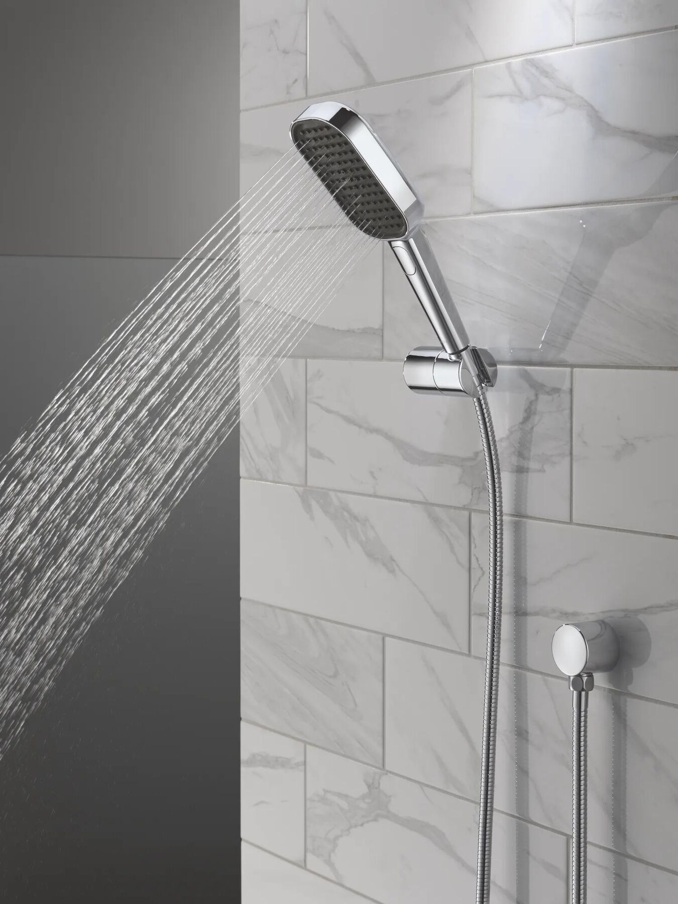 4-Setting Hand Shower with Wall Mount featuring FeatherRain&trade; Spray