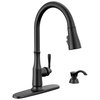 Single Handle Pull-Down Kitchen Faucet with Soap Dispenser and ShieldSpray Technology