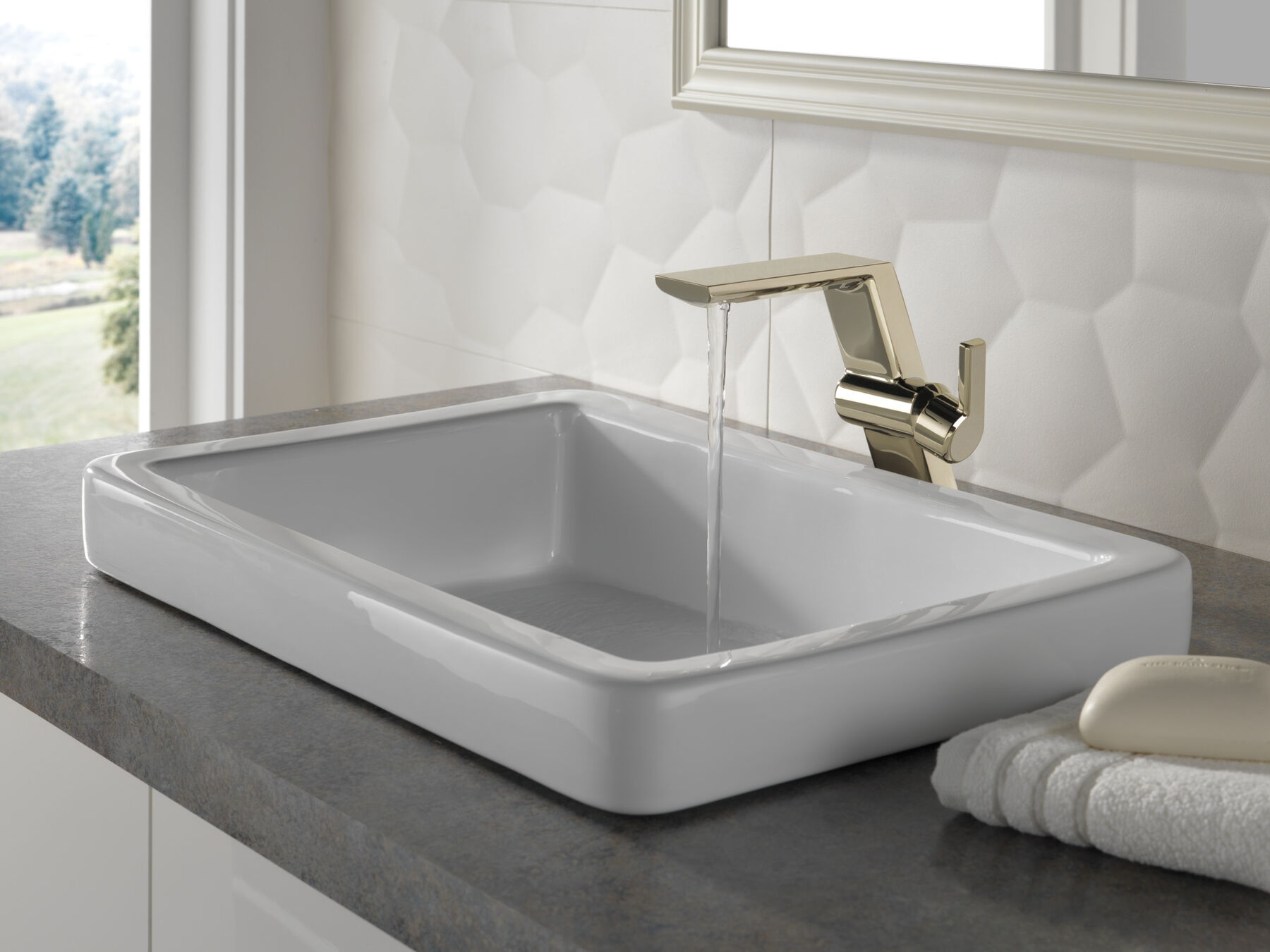 Single Handle Mid-Height Vessel Bathroom Faucet