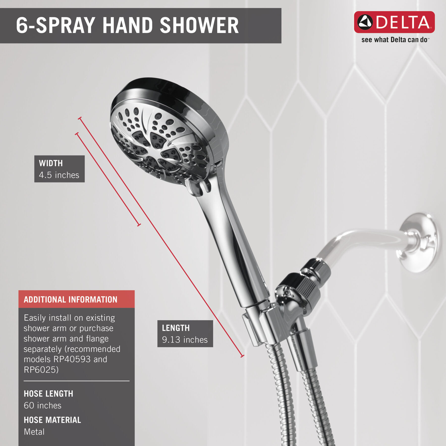 Hand Shower 2.5 GPM 6-Setting (Recertified)