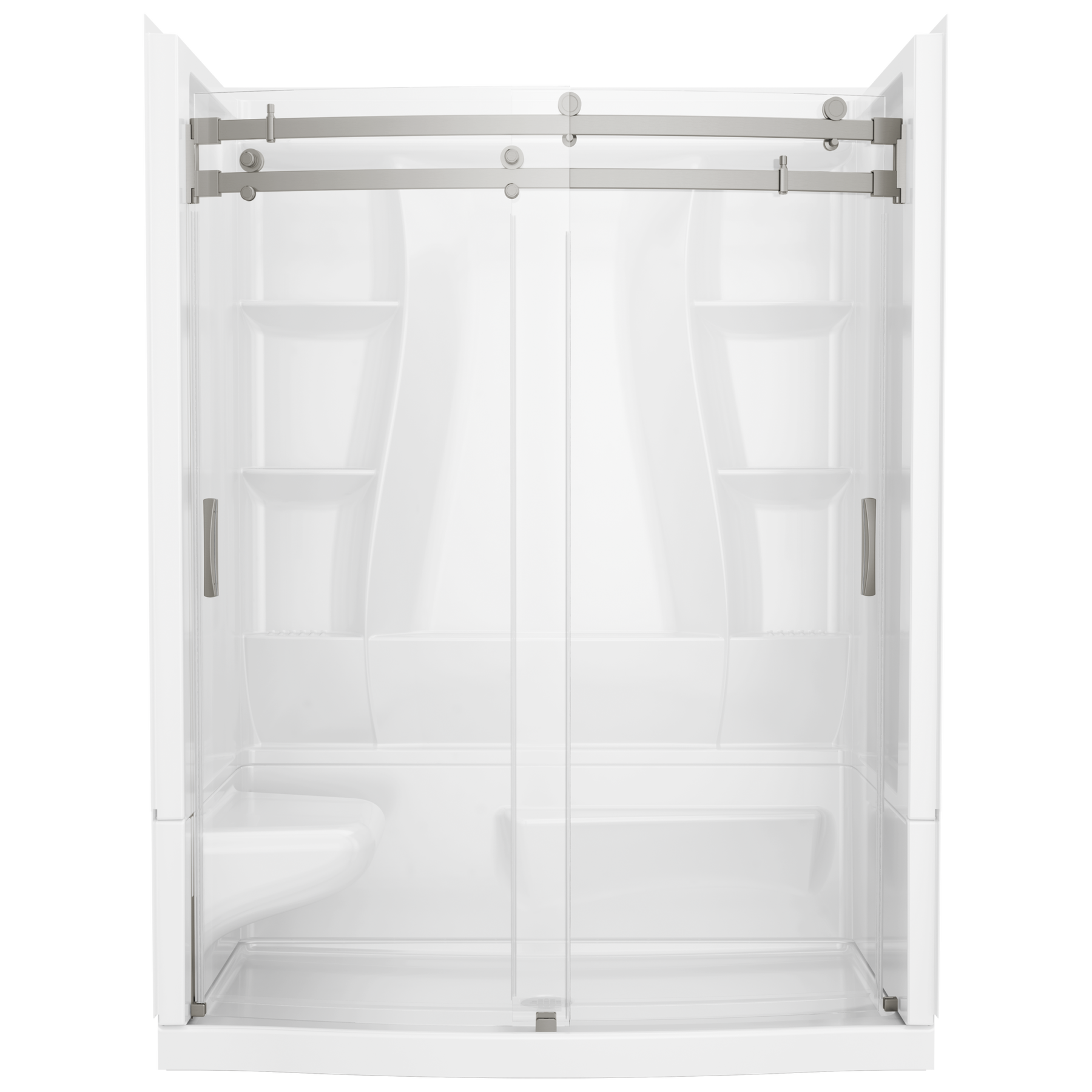 60x32 Alcove Shower Bundle  w Door - Left Seat Center Drain Curve