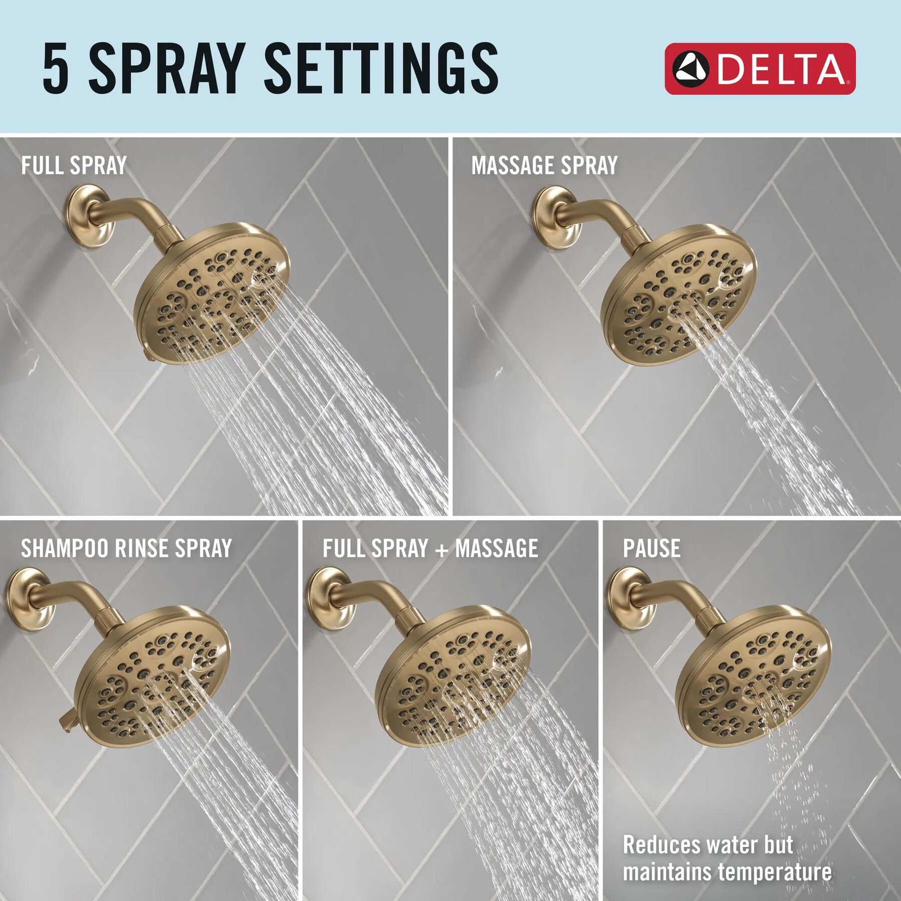 Fixed 5-Setting Showerhead