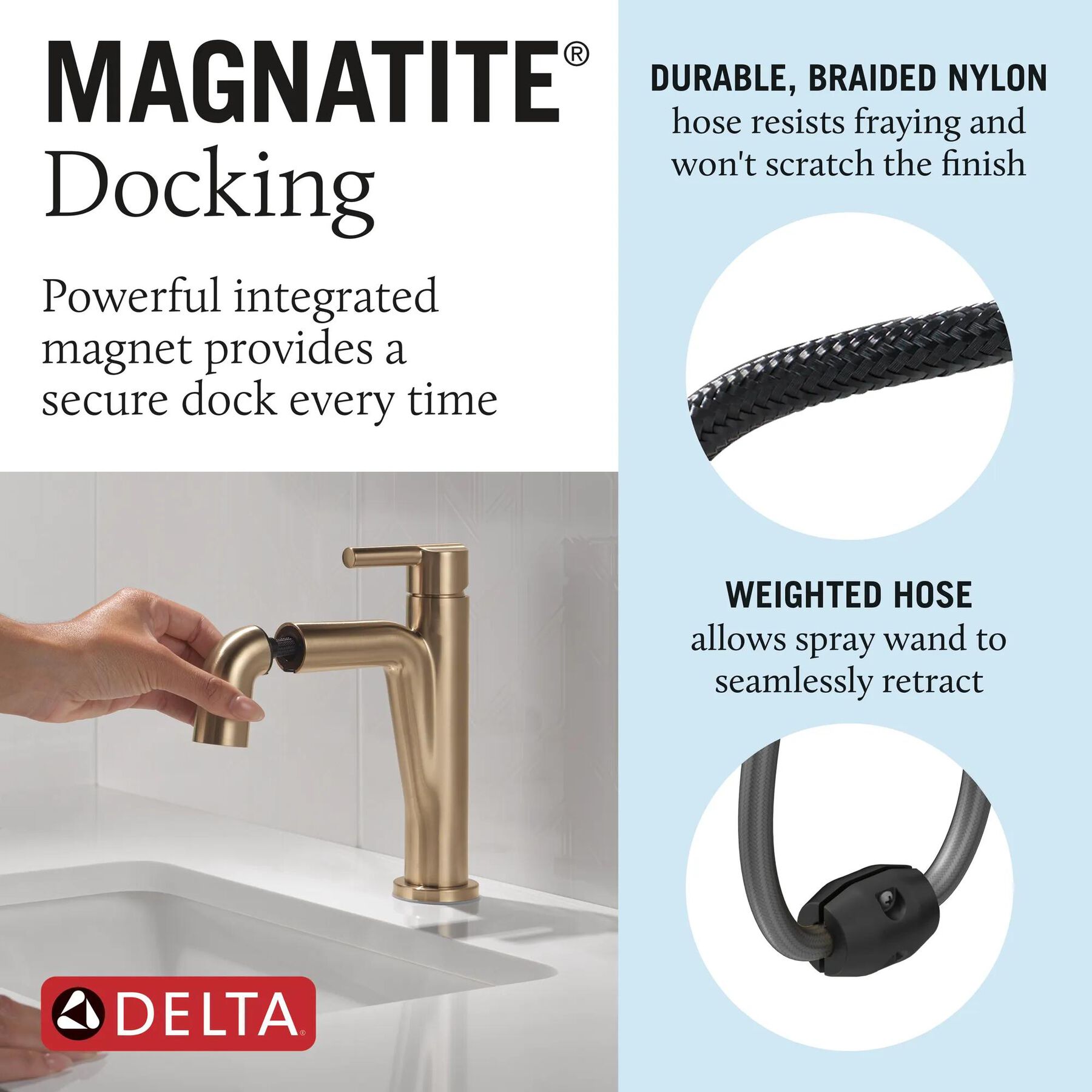 Single Handle Pull-Down Bathroom Faucet