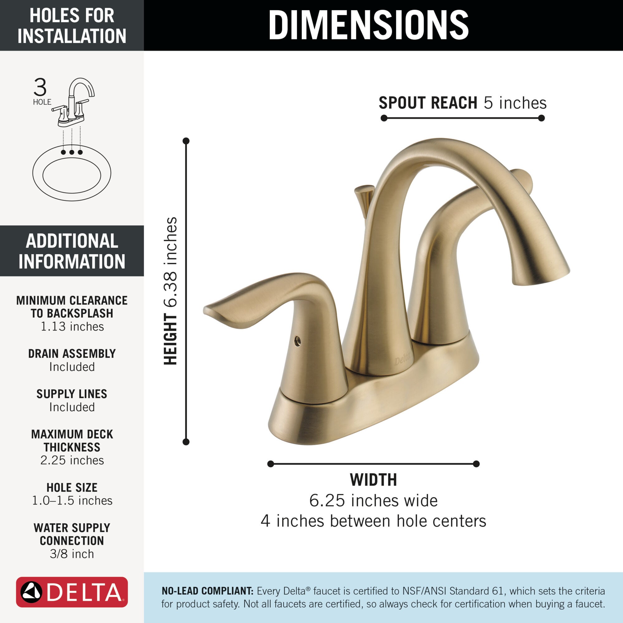 ※Chamu Two Handle Centerset Bathroom Faucet in Champagne Bronze 2538