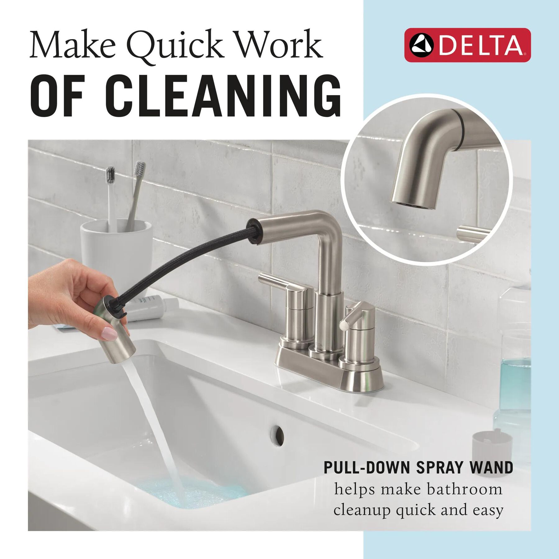 Two Handle Centerset Pull-Down Bathroom Faucet