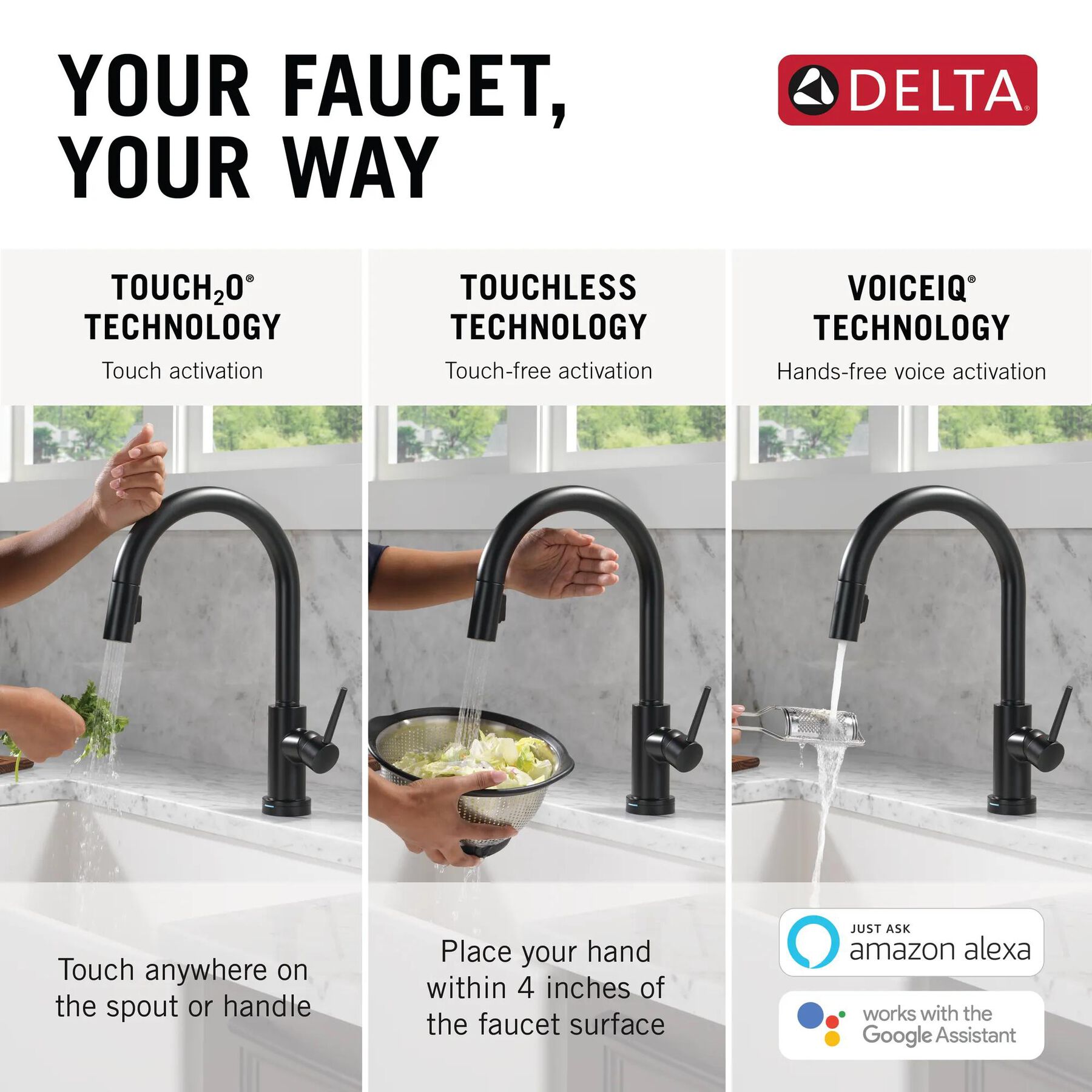 Touch2O with Touchless and VoiceIQ&reg; Technology Single Handle Pull-Down Kitchen Faucet with Soap Dispenser