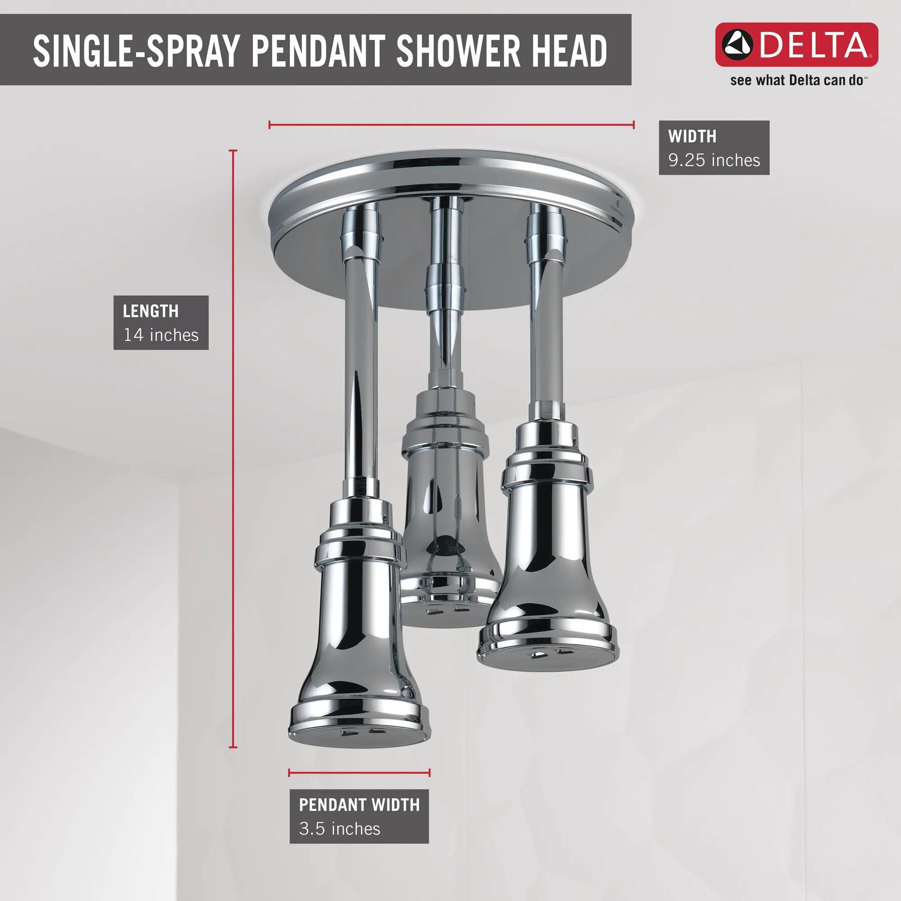 H<sub>2</sub>Okinetic&reg; Pendant Raincan Shower Head