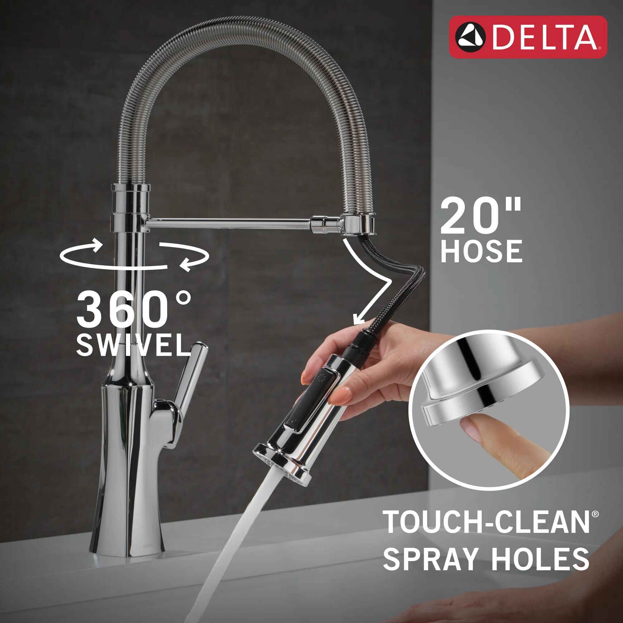 Single Handle Pull-Down Kitchen Faucet With Spring Spout in Chrome