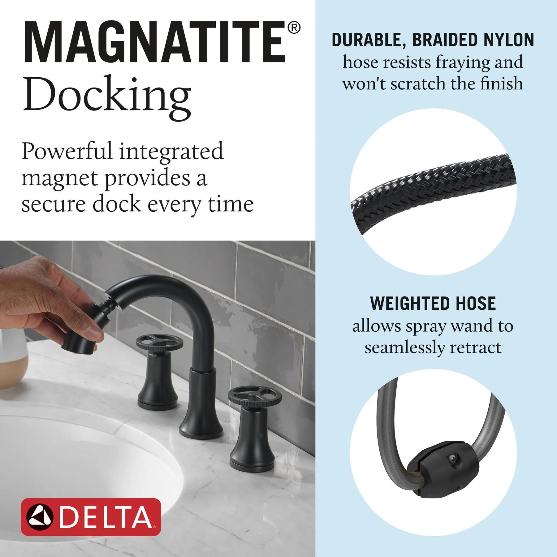 Two Handle Widespread Pull Down Bathroom Faucet