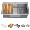 33&rdquo; Workstation Kitchen Sink Drop-In Top Mount Stainless Steel Single Bowl with WorkFlow&trade; Ledge and Accessories