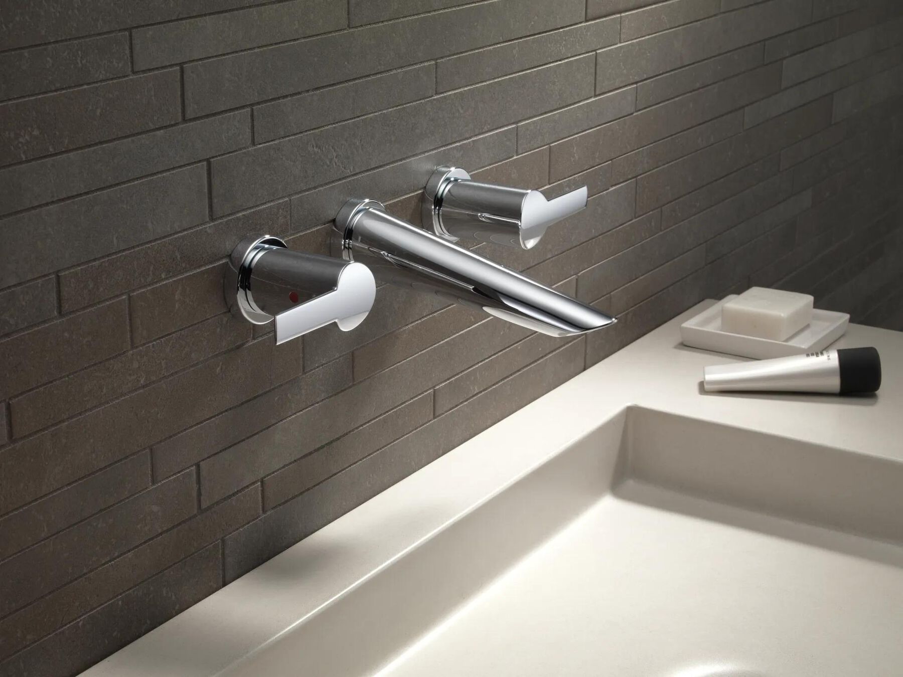 Two Handle Wall Mount Bathroom Faucet