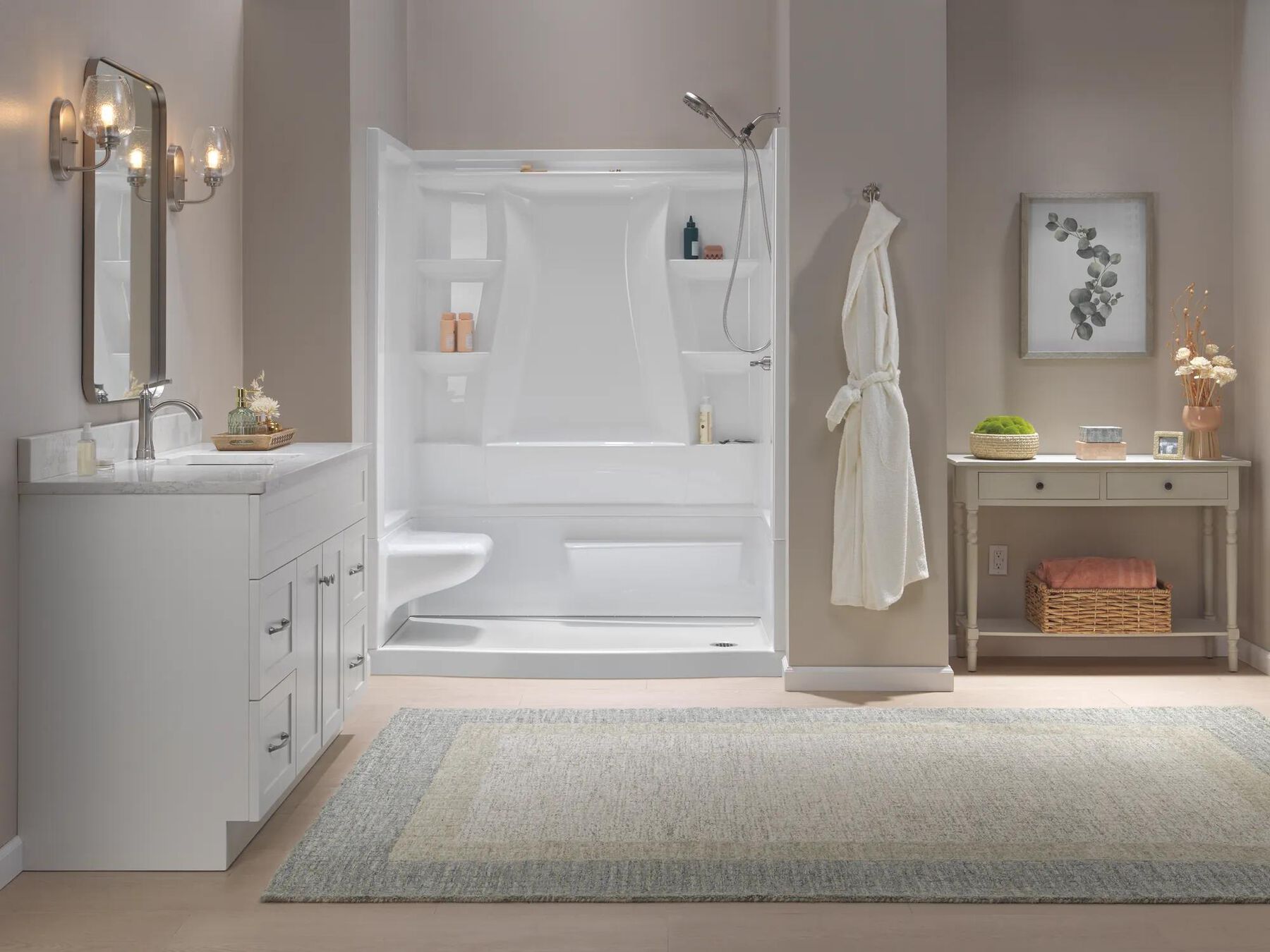 60x32 Alcove Shower Bundle - Left Seat Right Drain Curve