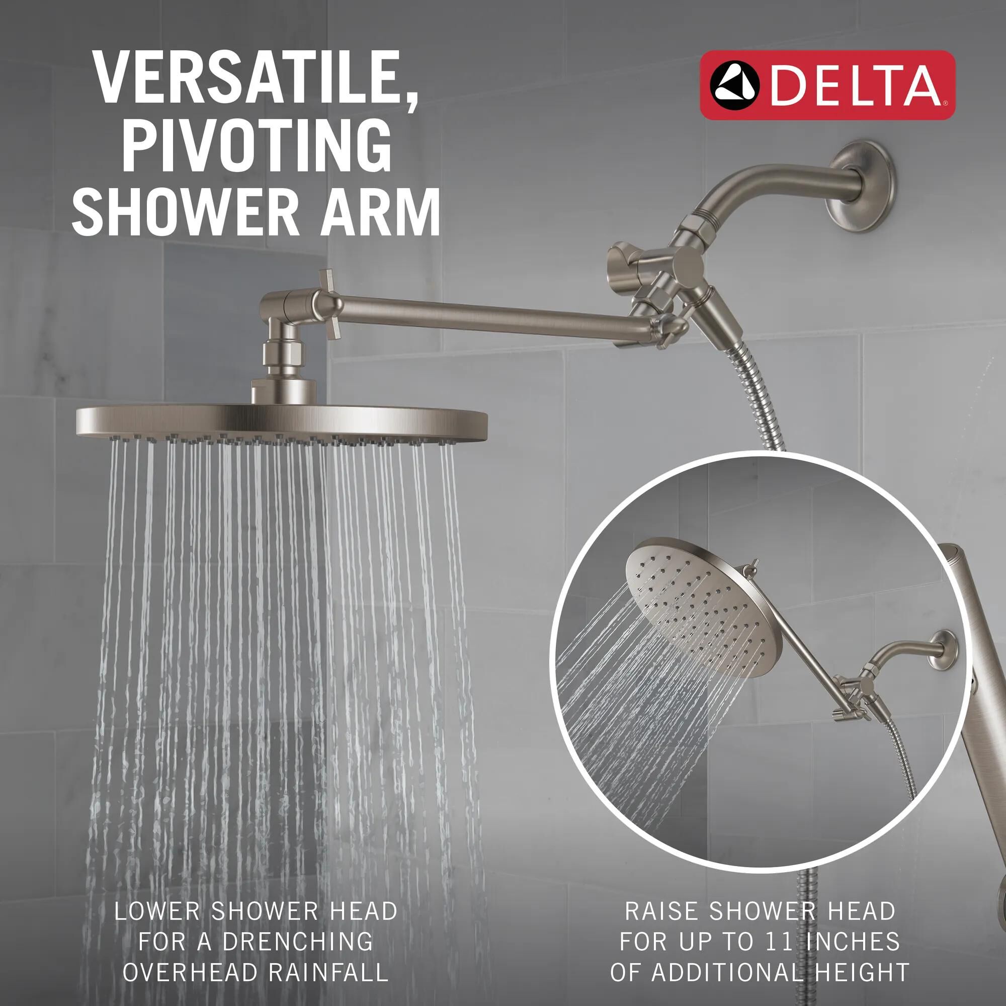 Adjustable Raincan Shower Head with Hand Shower in Spotshield