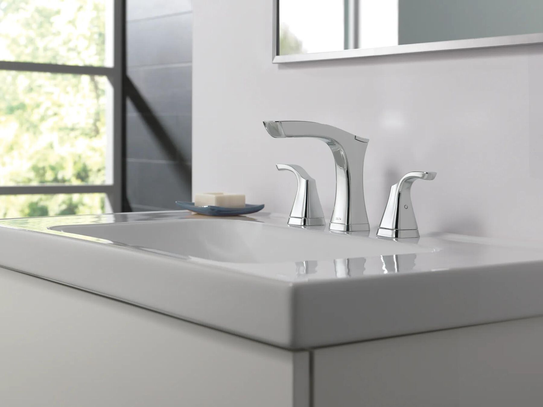 Two Handle Widespread Bathroom Faucet - Metal Pop-Up
