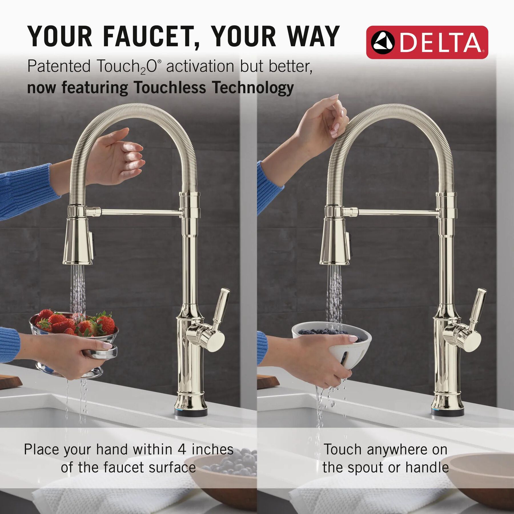 Touch2O&reg; Technology Kitchen Faucet with Touchless Technology