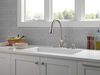 Single Handle Pull-Down Kitchen Faucet with Soap Dispenser and ShieldSpray Technology