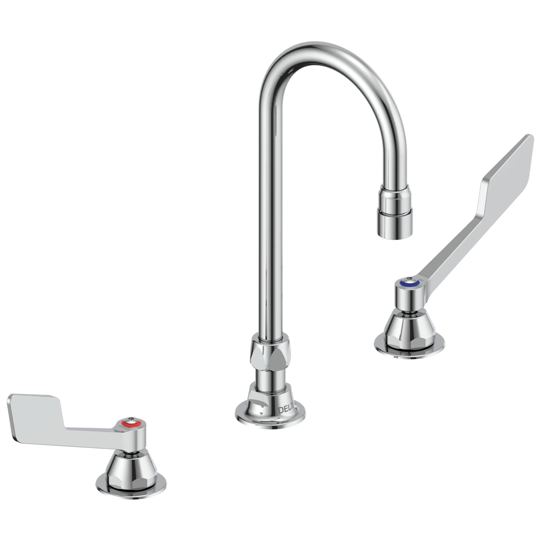 Two Handle Widespread Bathroom Faucet with Gooseneck Spout - Less Pop-Up
