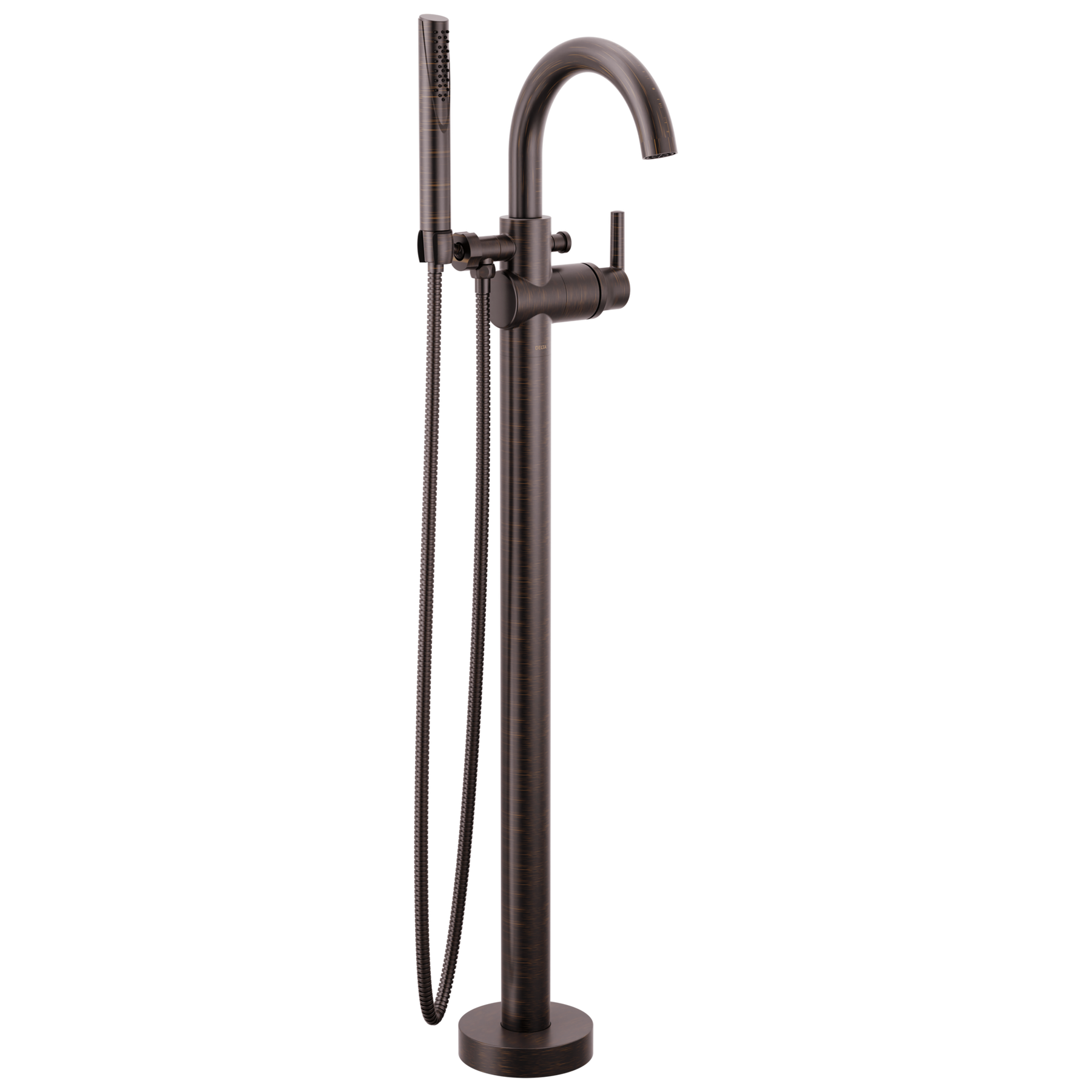 Single Handle Floor Mount Tub Filler Trim with Hand Shower