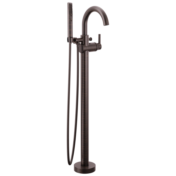 Single Handle Floor Mount Tub Filler Trim with Hand Shower