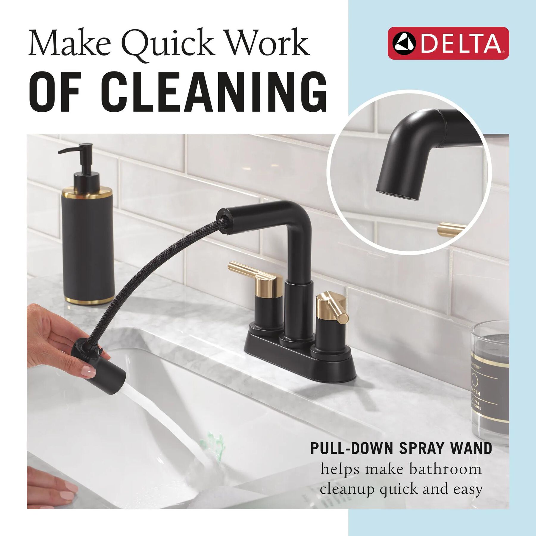 Two Handle Centerset Pull-Down Bathroom Faucet