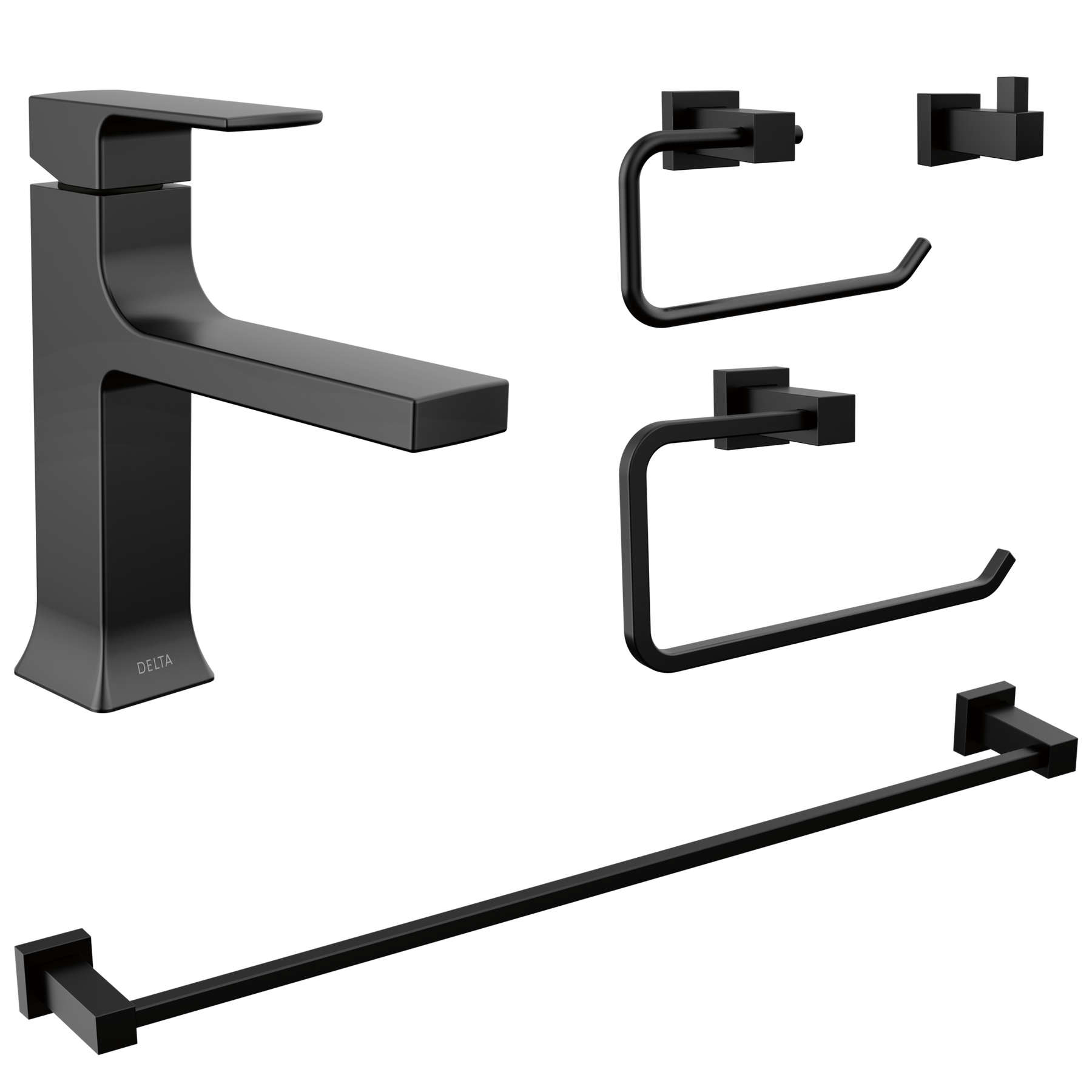 Single Handle Lavatory Faucet with Bathroom Accessories Bundle