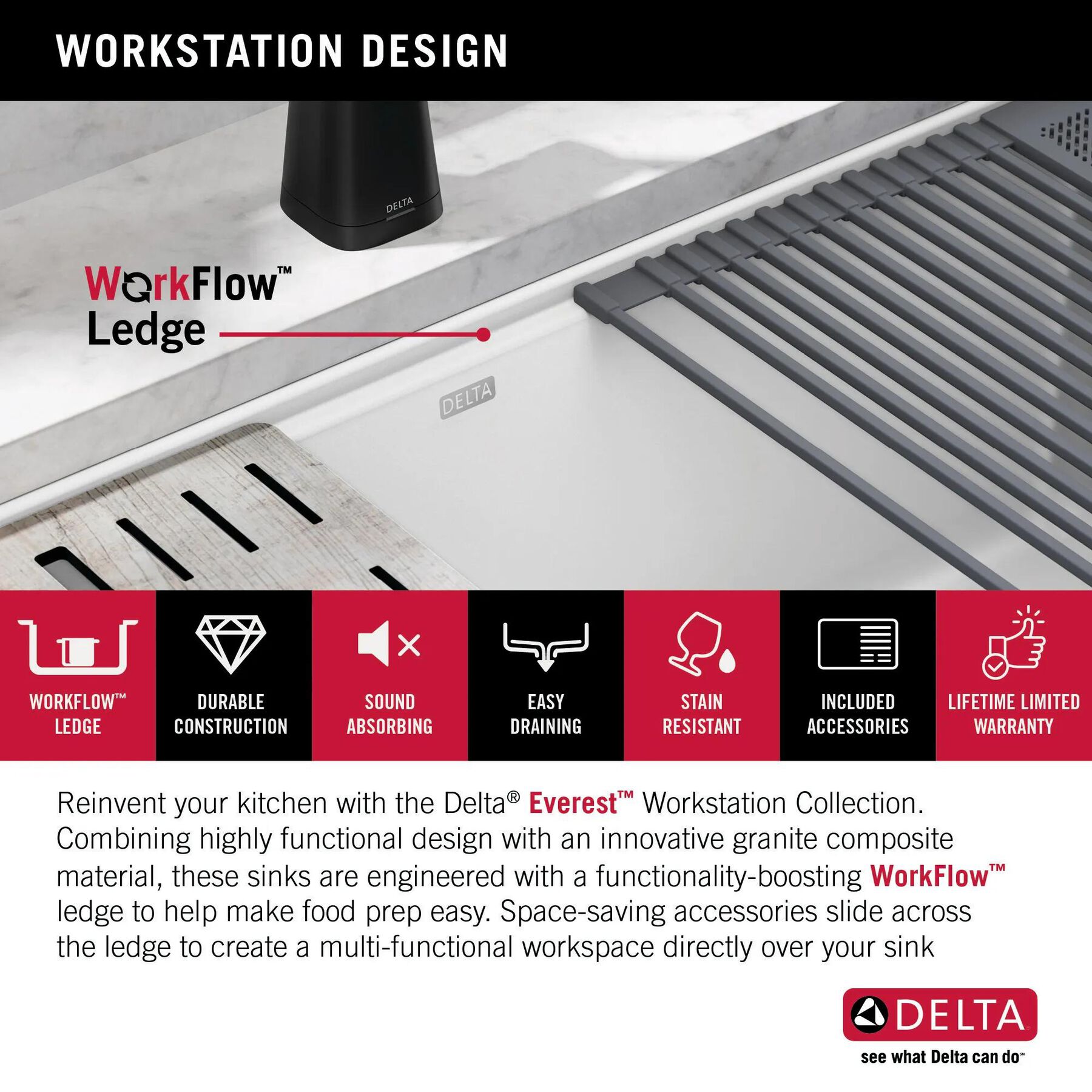 30&rdquo; Granite Composite Workstation Kitchen Sink Undermount Single Bowl with WorkFlow&trade; Ledge and Accessories in White