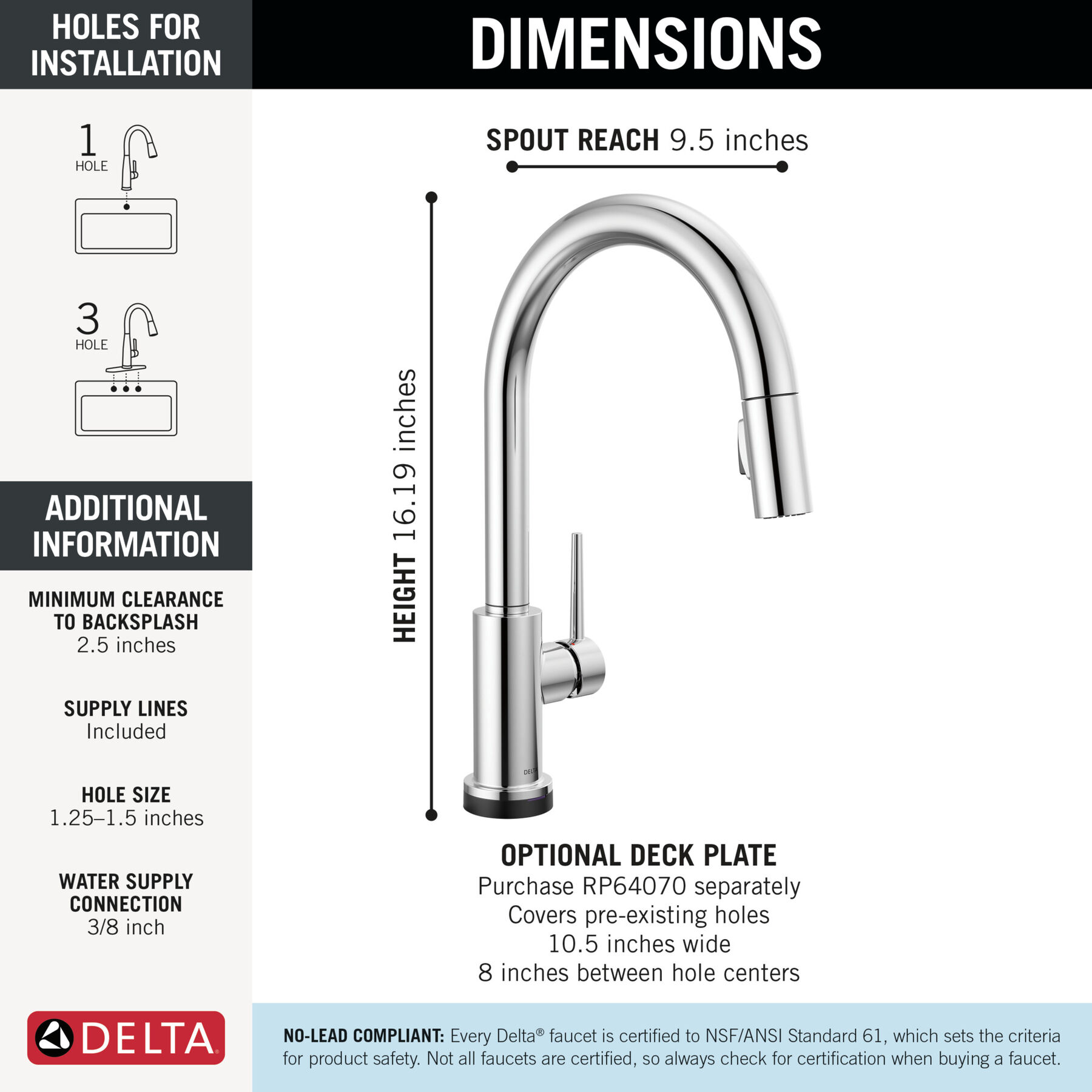 Touch<sub>2</sub>O&reg; Technology Kitchen Faucet with Touchless Technology