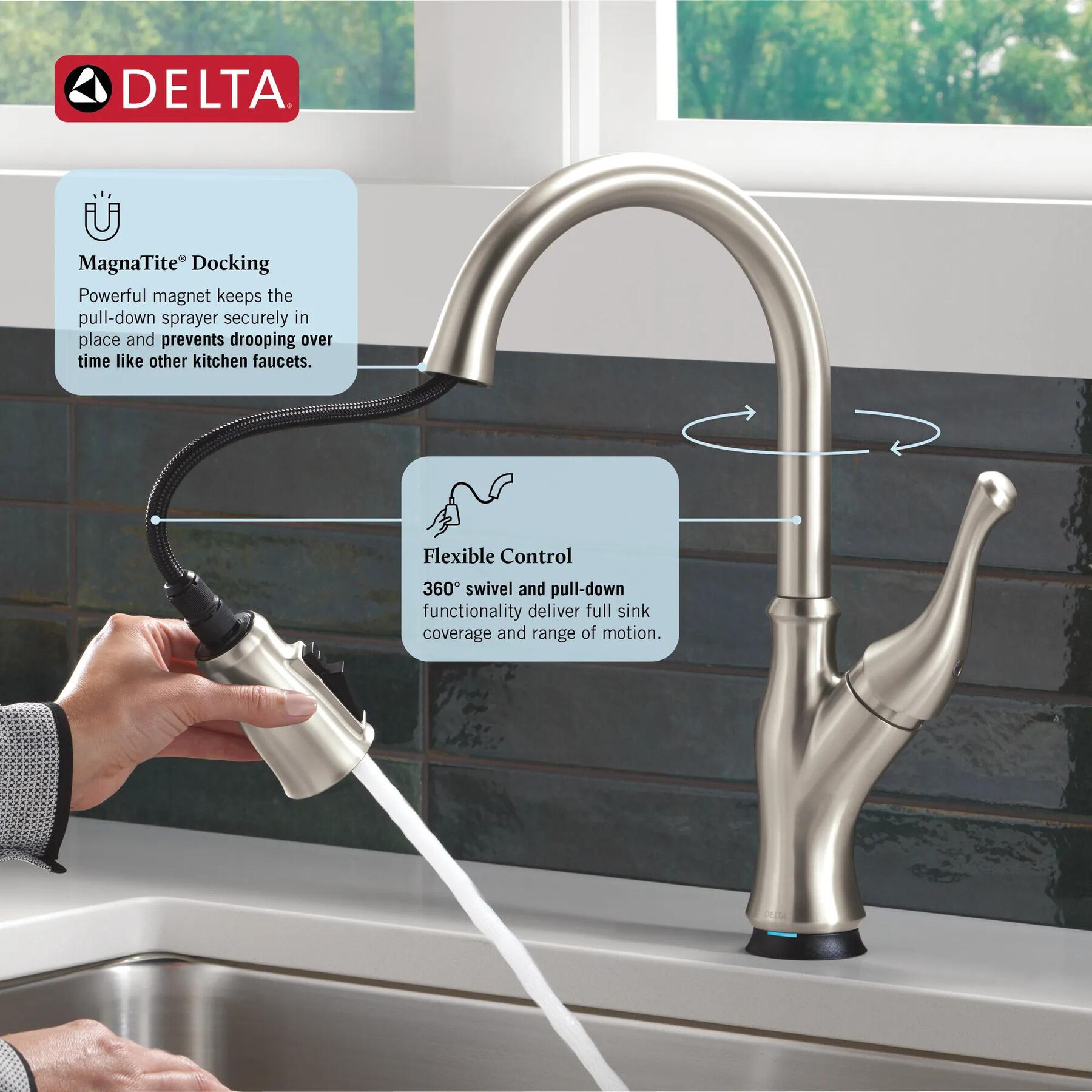 Touch<sub>2</sub>O&reg; Technology Kitchen Faucet with Touchless Technology