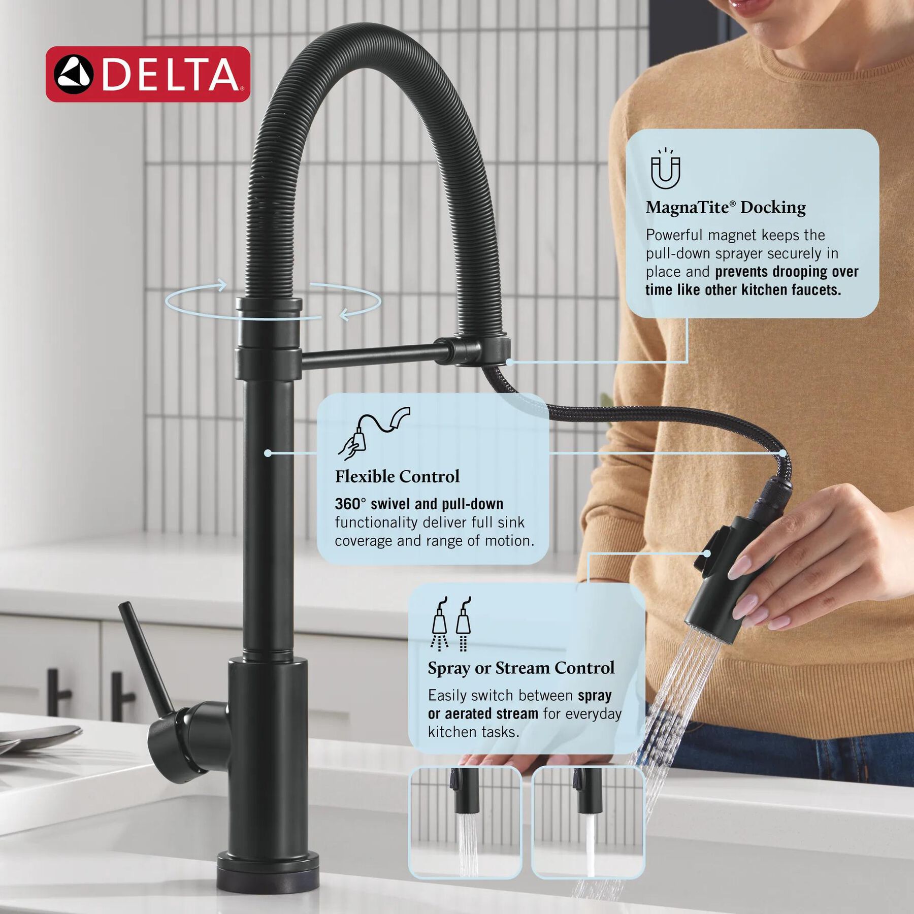 Touch<sub>2</sub>O&reg; Technology Kitchen Faucet with Touchless Technology