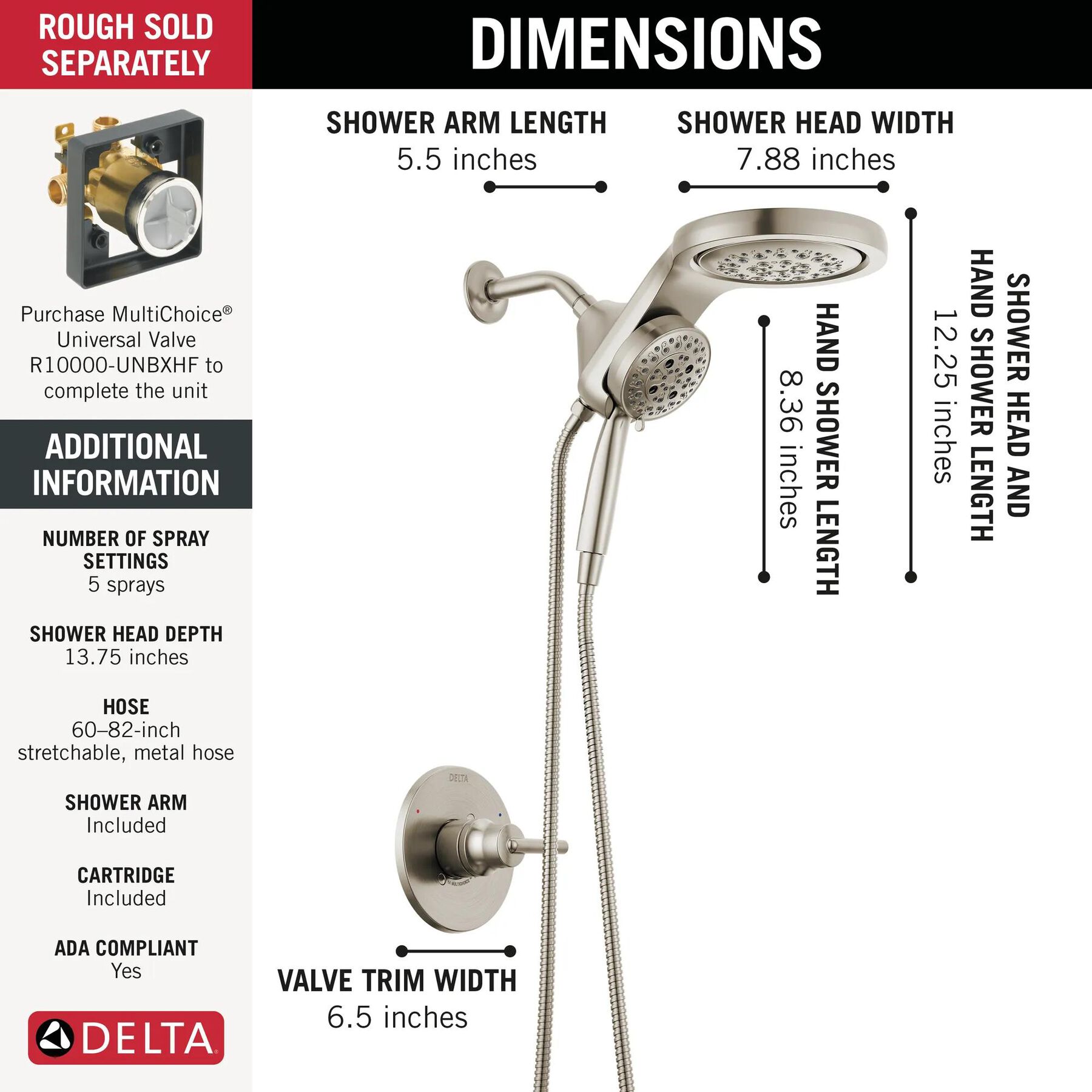 Shower Trim with HydroRain Shower Head Bundle - 14 Series