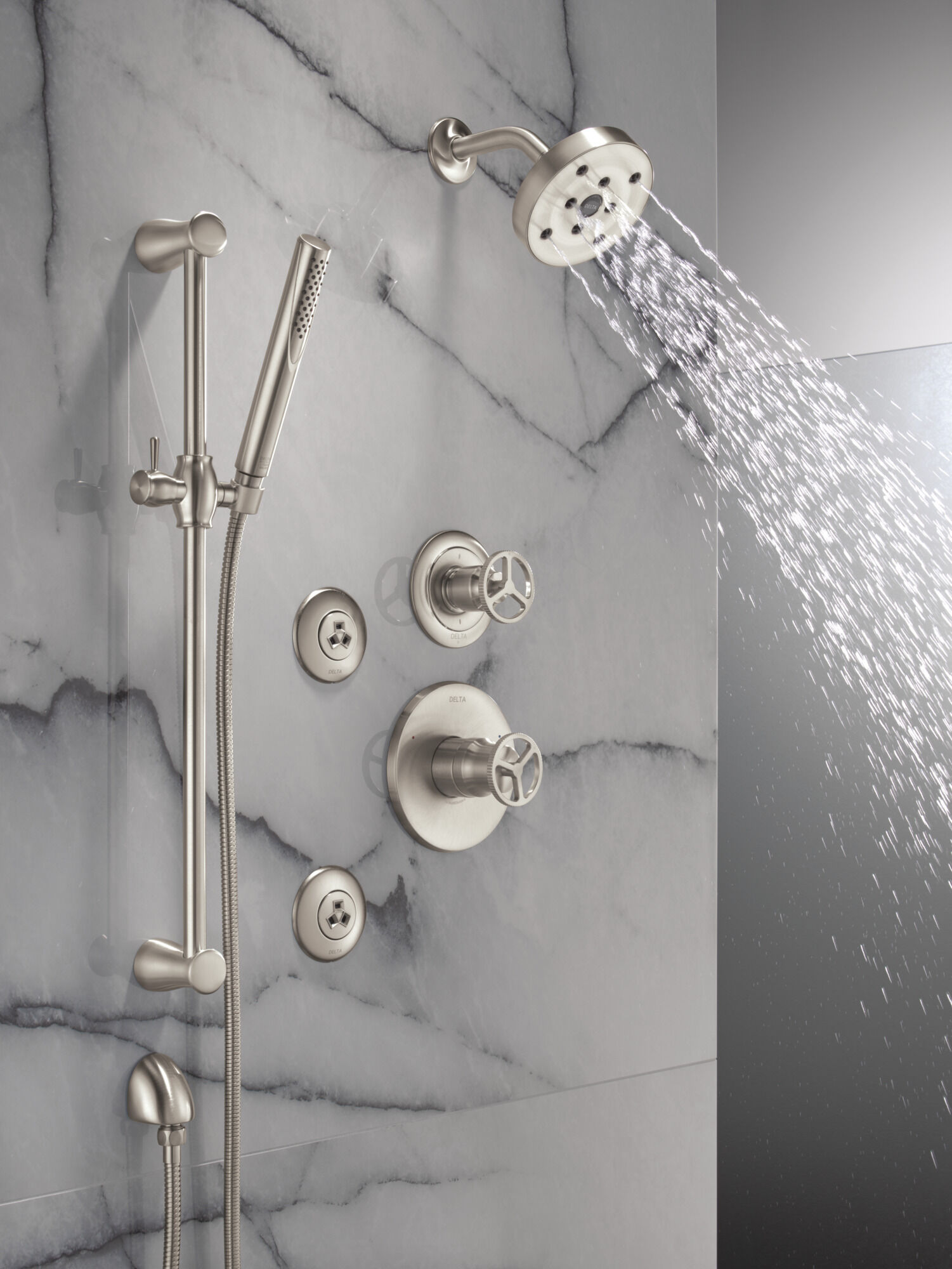 Premium Single-Setting Slide Bar Hand Shower in Stainless 57085-SS